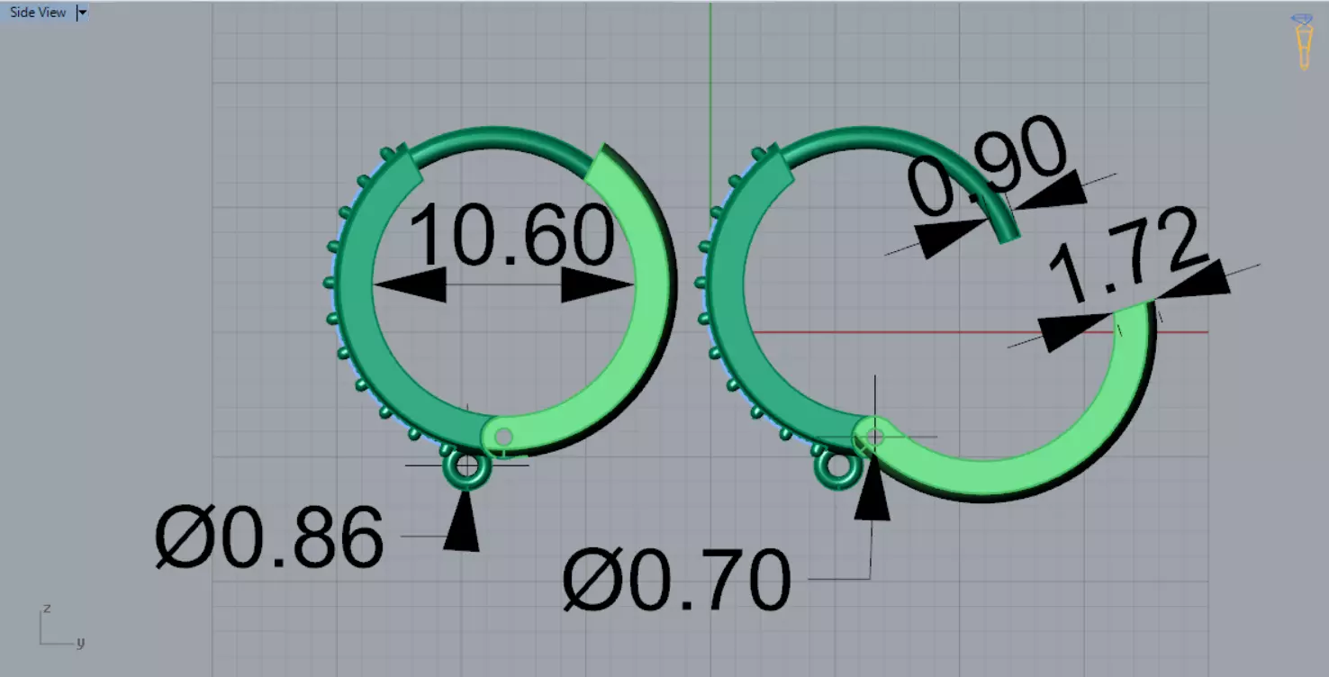 Two-tone Gold Hoop stl 3dm Earring with Diamonds Model gl0025 3D print model_14