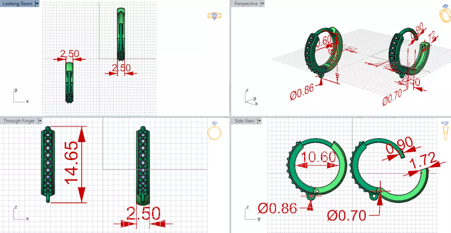 Two-tone Gold Hoop stl 3dm Earring with Diamonds Model gl0025 3D print model_20