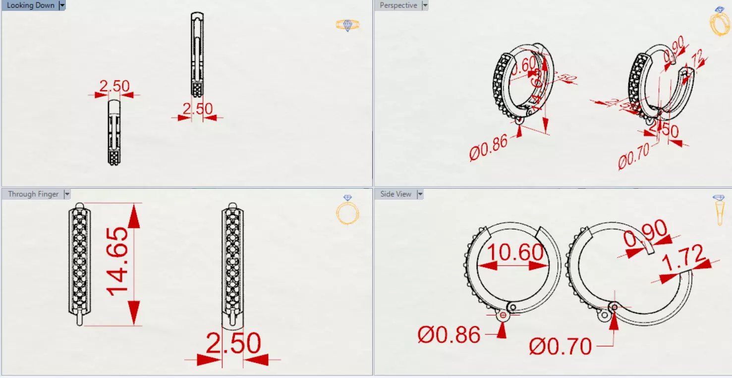 Two-tone Gold Hoop stl 3dm Earring with Diamonds Model gl0025 3D print model_22
