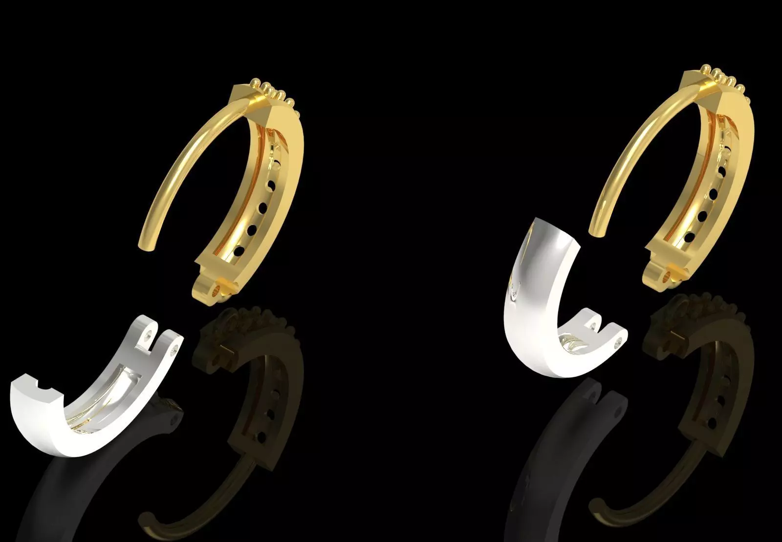 Two-tone Gold Hoop stl 3dm Earring with Diamonds Model gl0025 3D print model_16