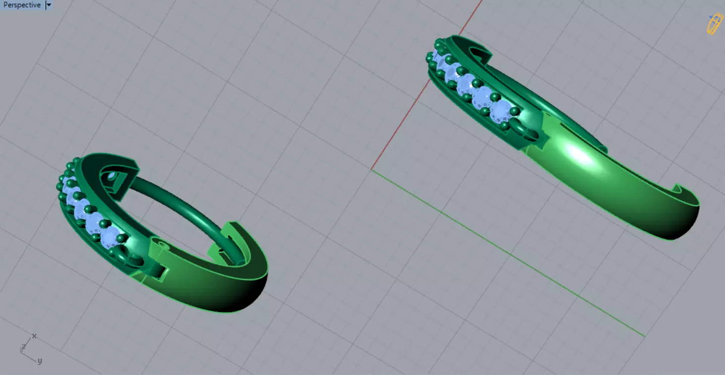 Two-tone Gold Hoop stl 3dm Earring with Diamonds Model gl0025 3D print model_10