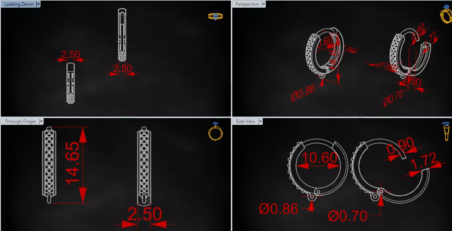 Two-tone Gold Hoop stl 3dm Earring with Diamonds Model gl0025 3D print model_21