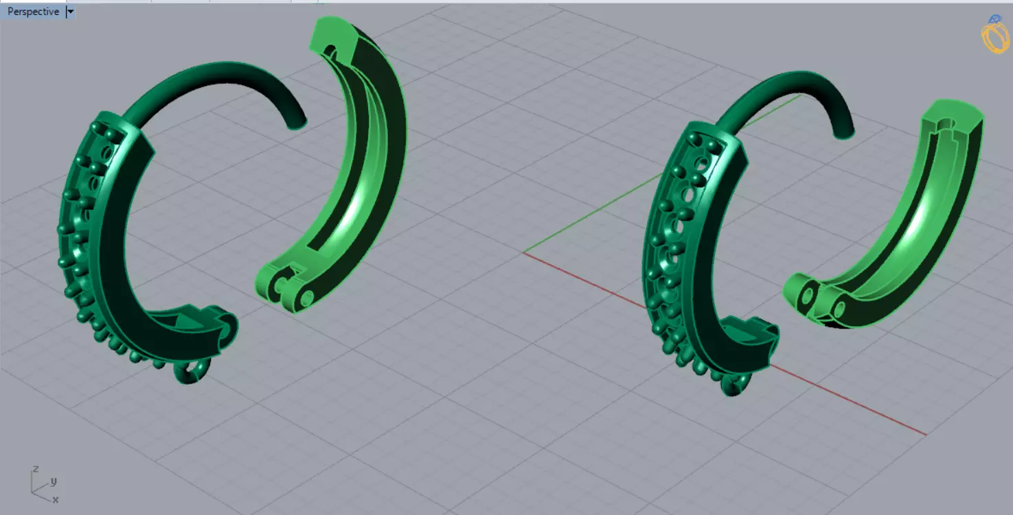 Two-tone Gold Hoop stl 3dm Earring with Diamonds Model gl0025 3D print model_6