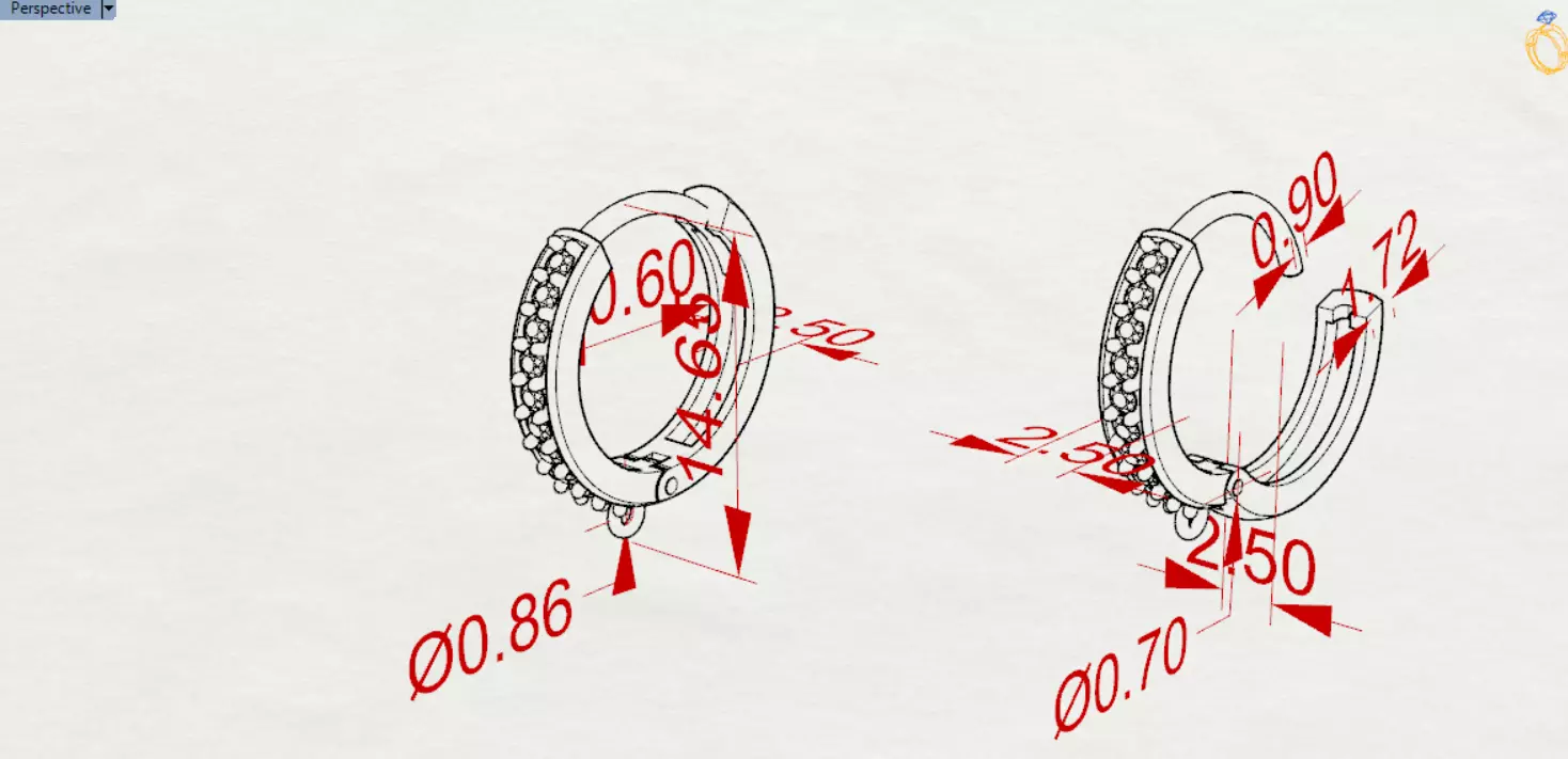 Two-tone Gold Hoop stl 3dm Earring with Diamonds Model gl0025 3D print model_23