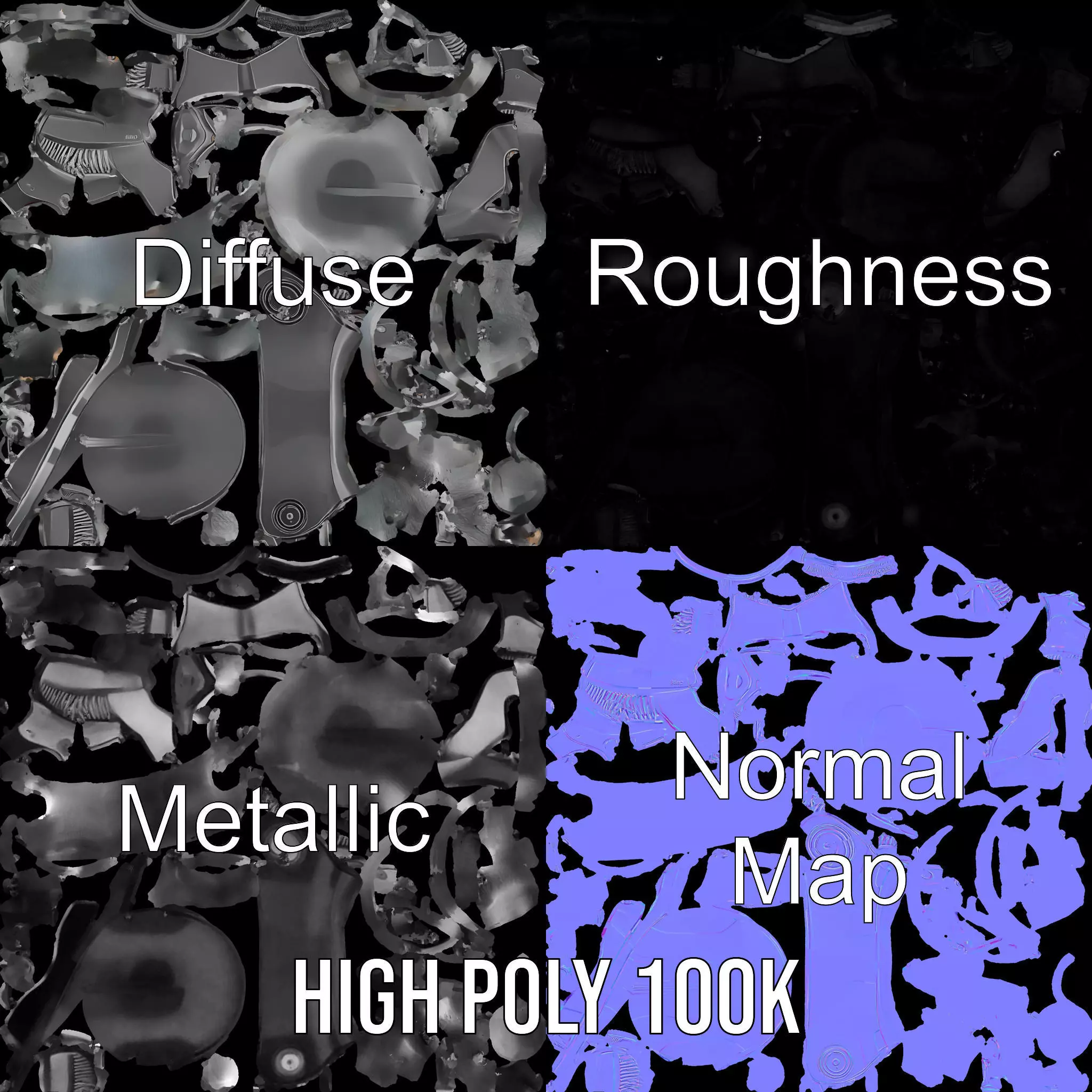 Futuristic Black Helmet model pack Low-poly 3D model_3