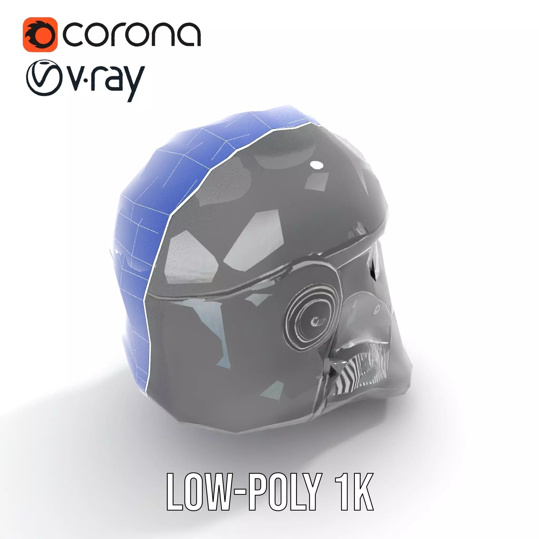 Futuristic Black Helmet model pack Low-poly 3D model_8