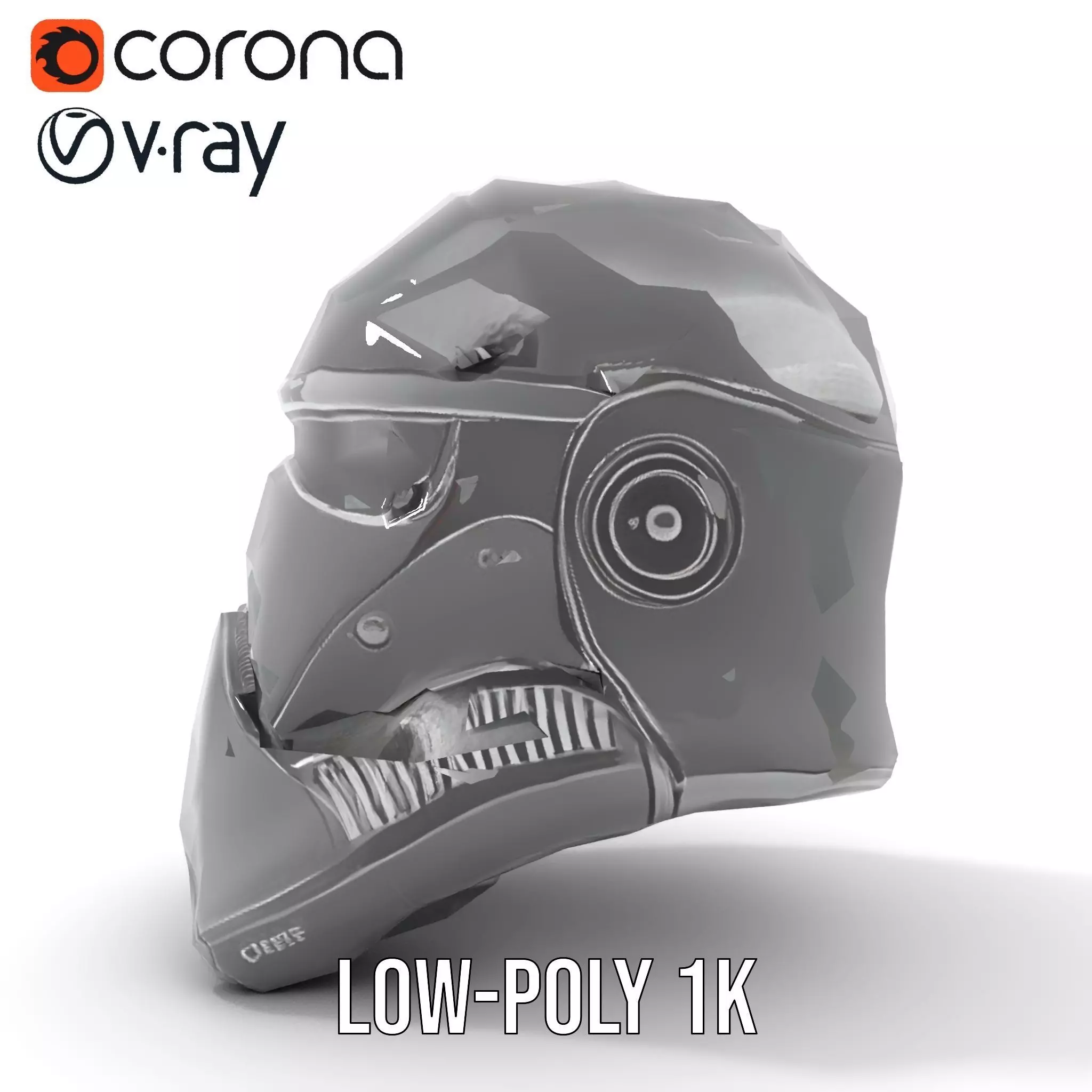 Futuristic Black Helmet model pack Low-poly 3D model_14