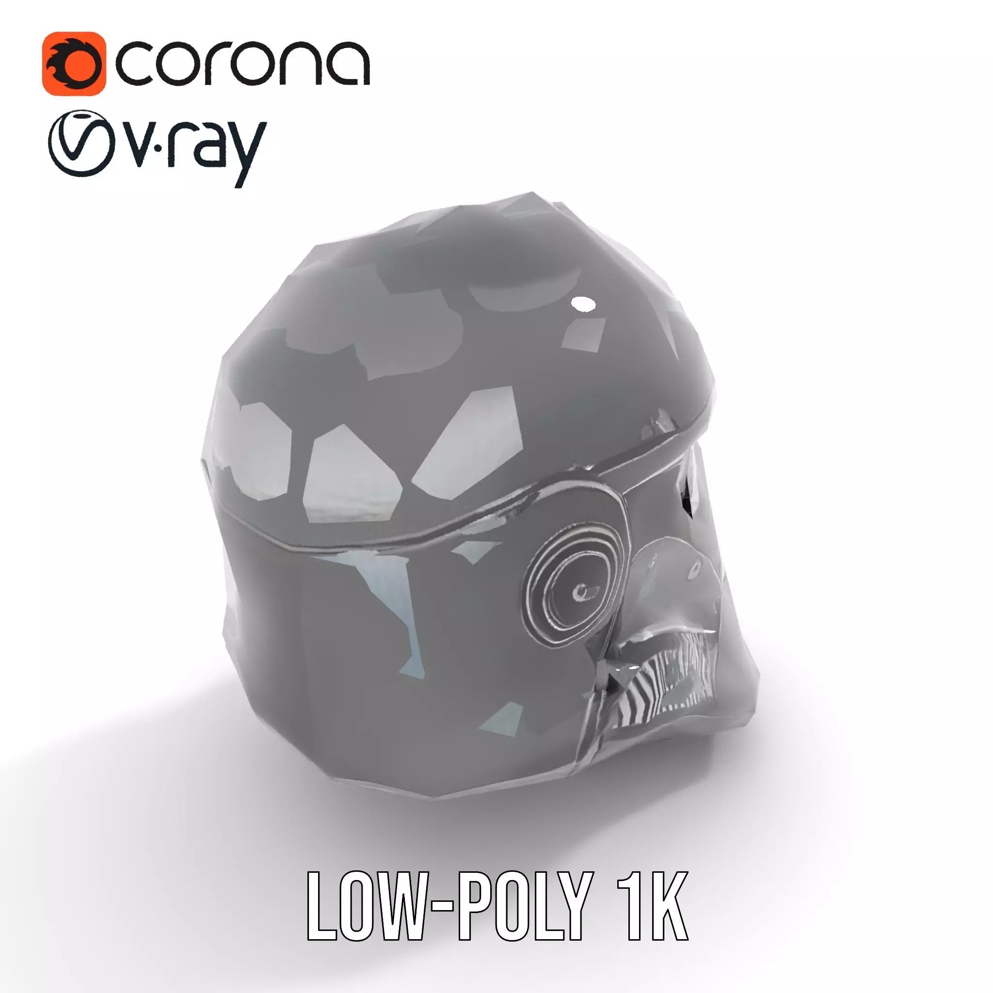 Futuristic Black Helmet model pack Low-poly 3D model_7