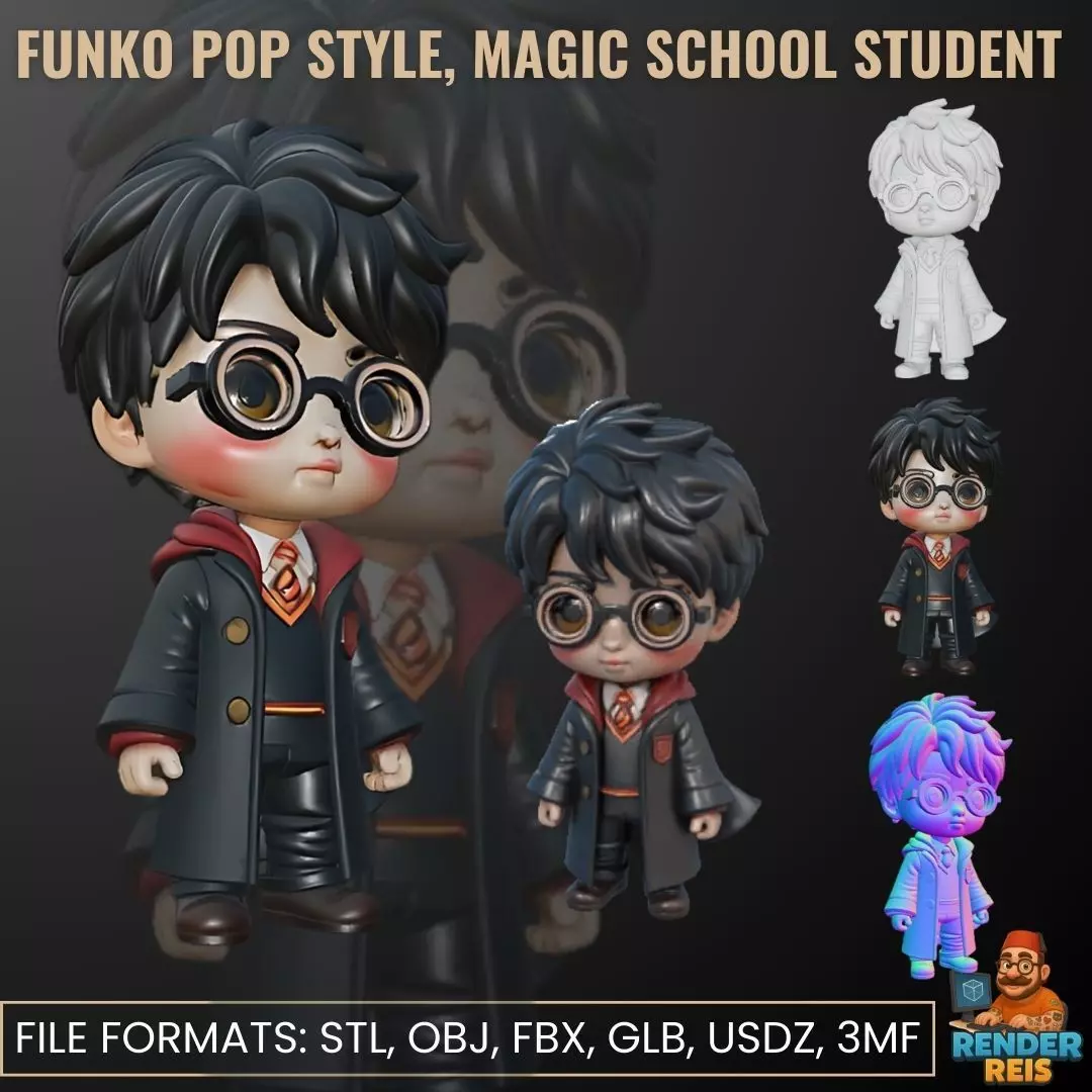 Funko Pop Style Magic School Student 3D print model