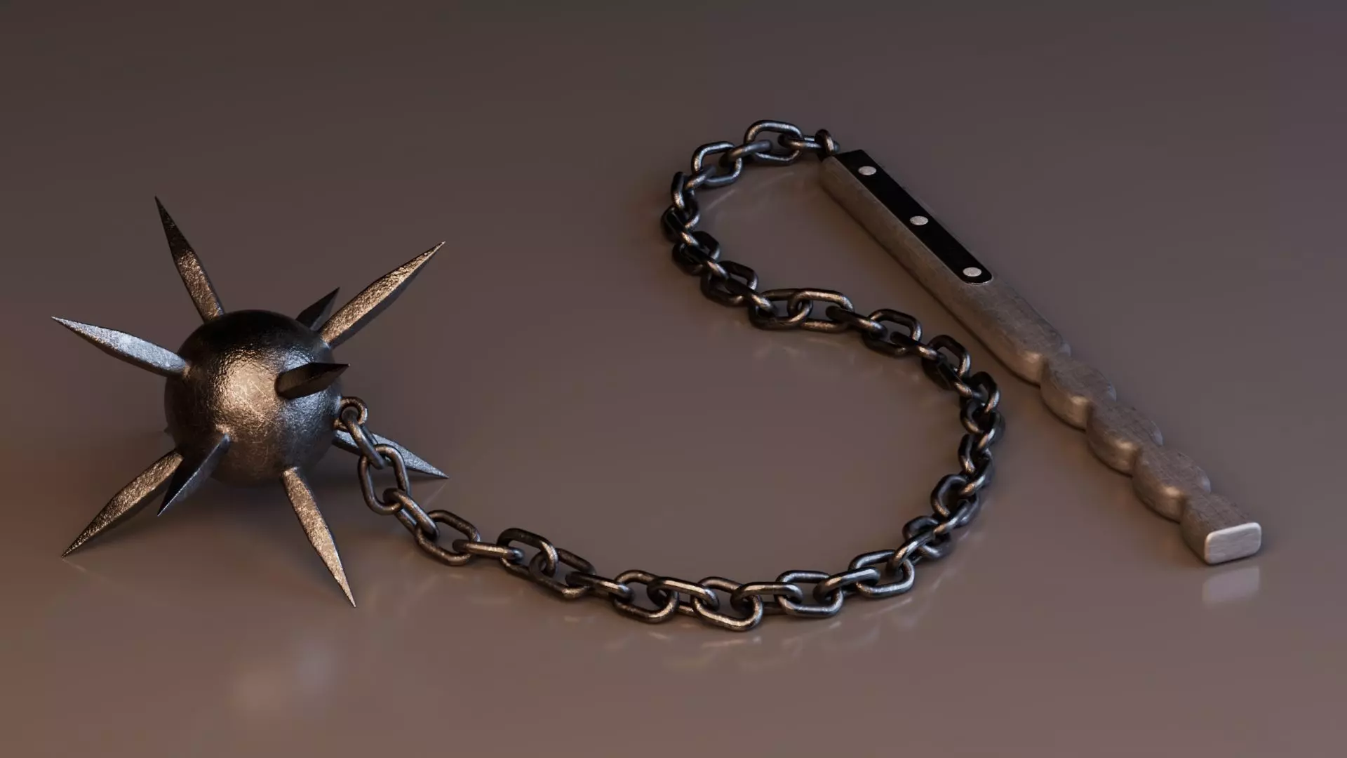 Medieval Flail Weapon Low-poly 3D model_0