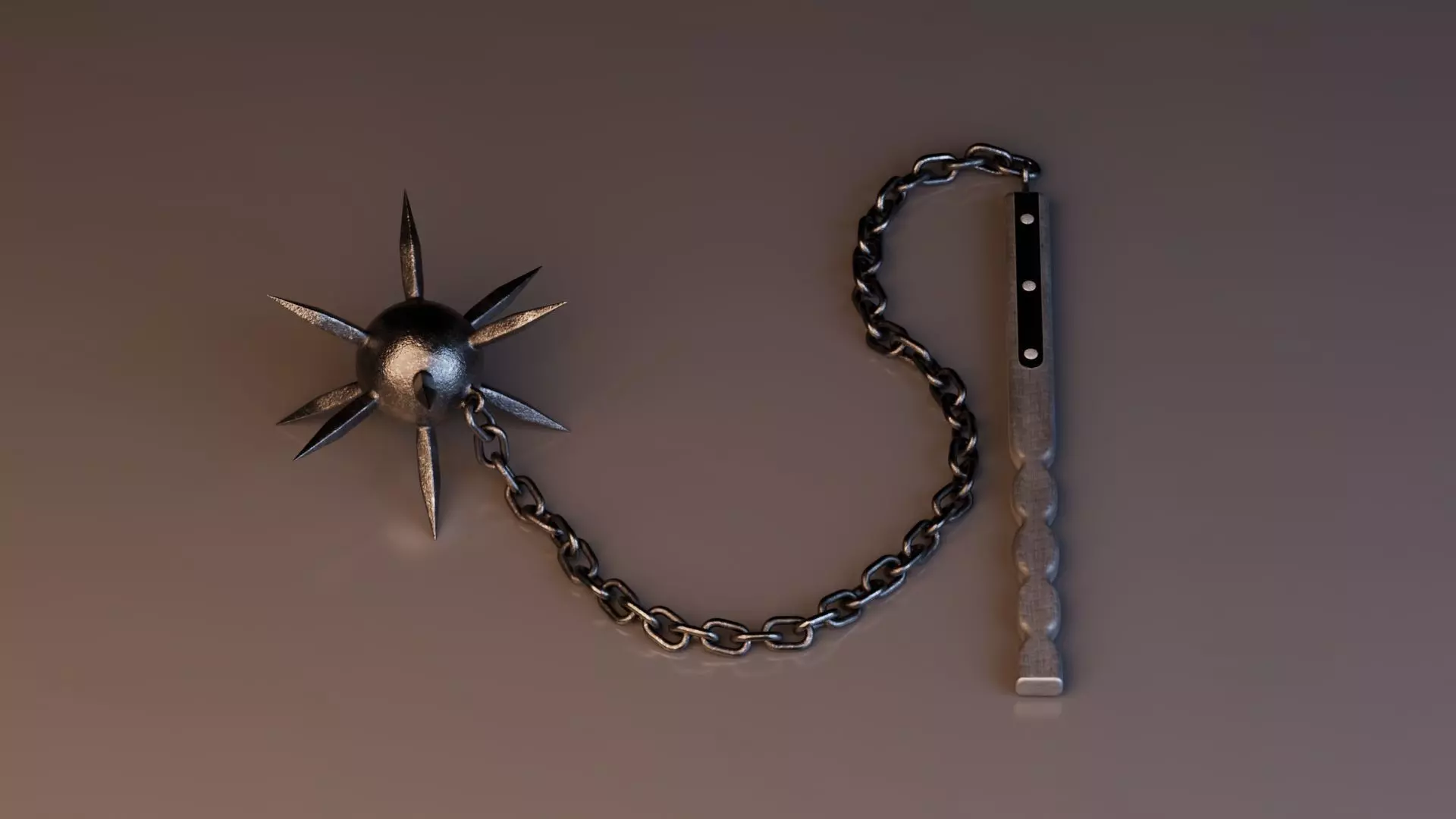 Medieval Flail Weapon Low-poly 3D model_4