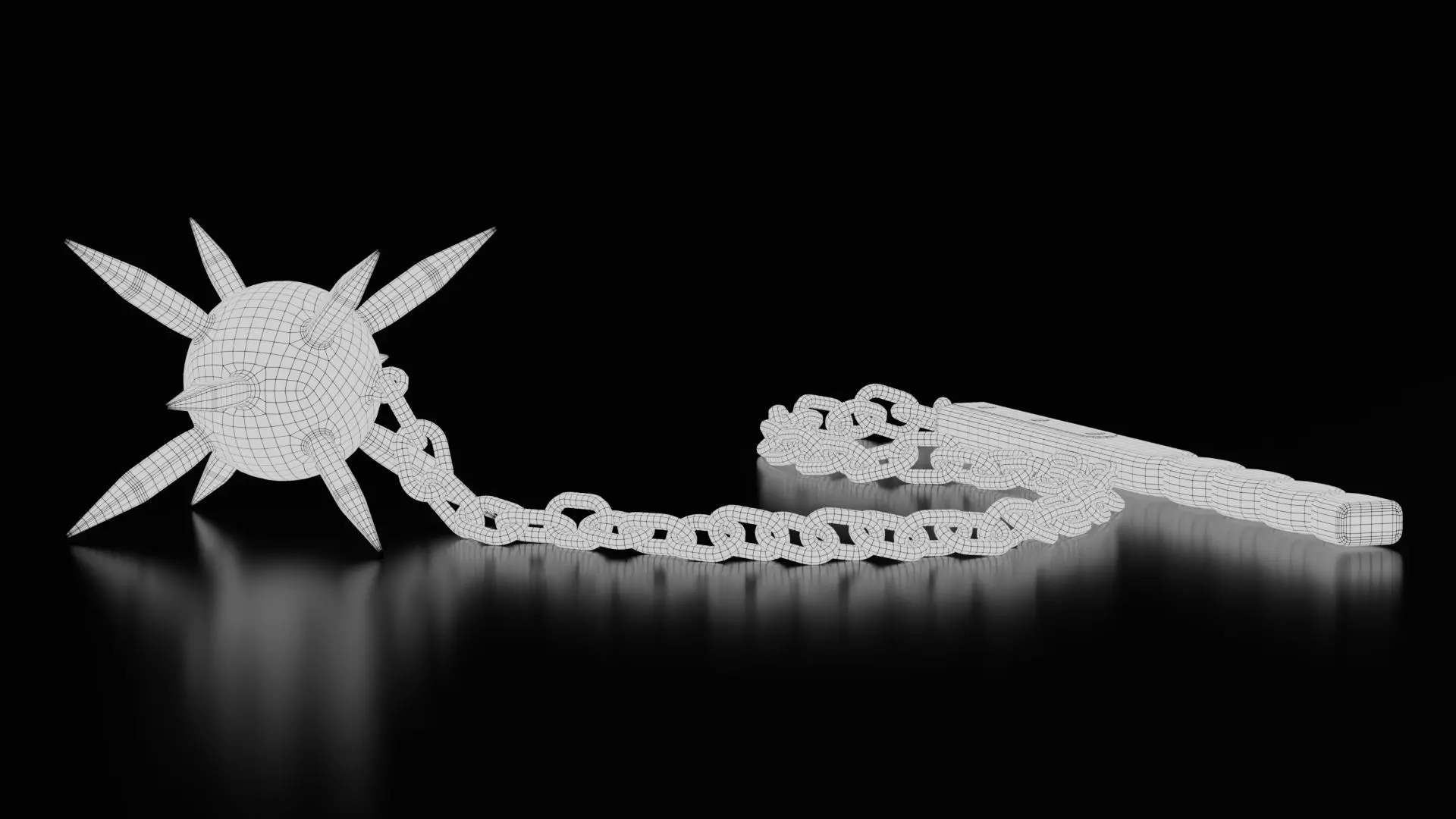 Medieval Flail Weapon Low-poly 3D model_5