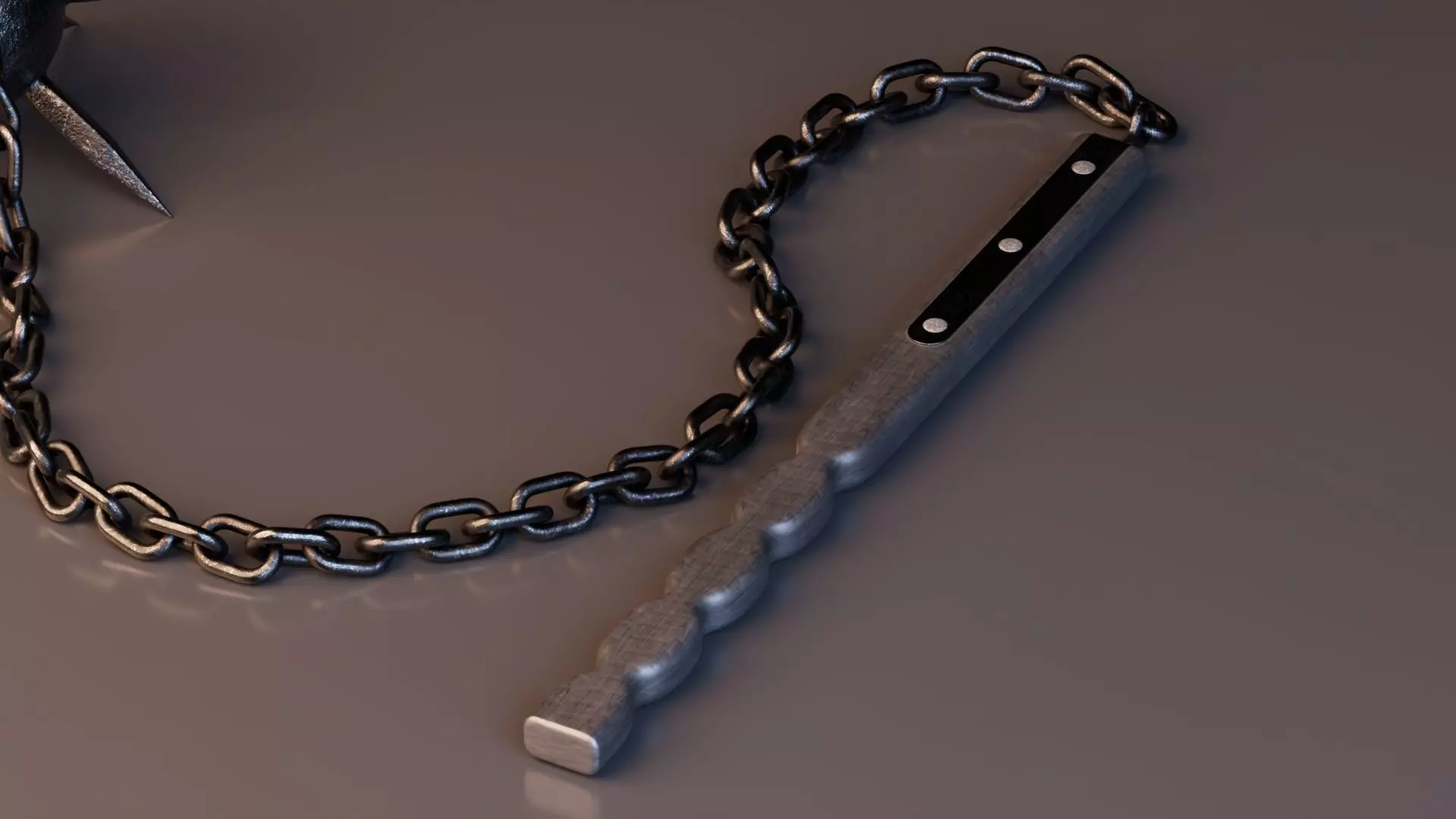 Medieval Flail Weapon Low-poly 3D model_3