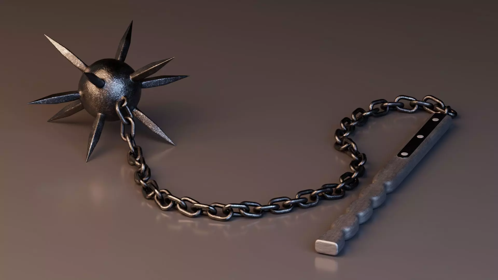 Medieval Flail Weapon Low-poly 3D model_1