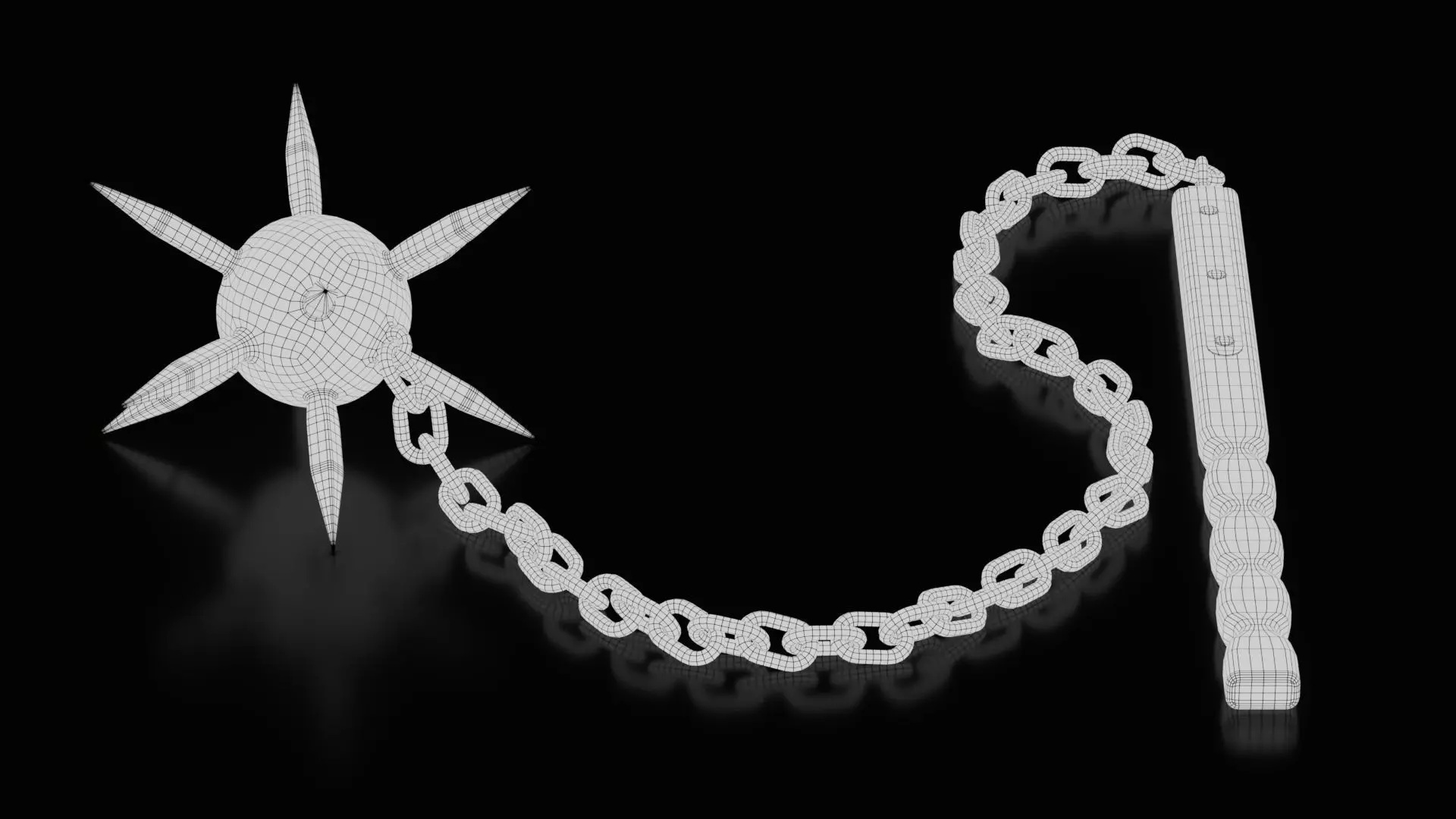 Medieval Flail Weapon Low-poly 3D model_6