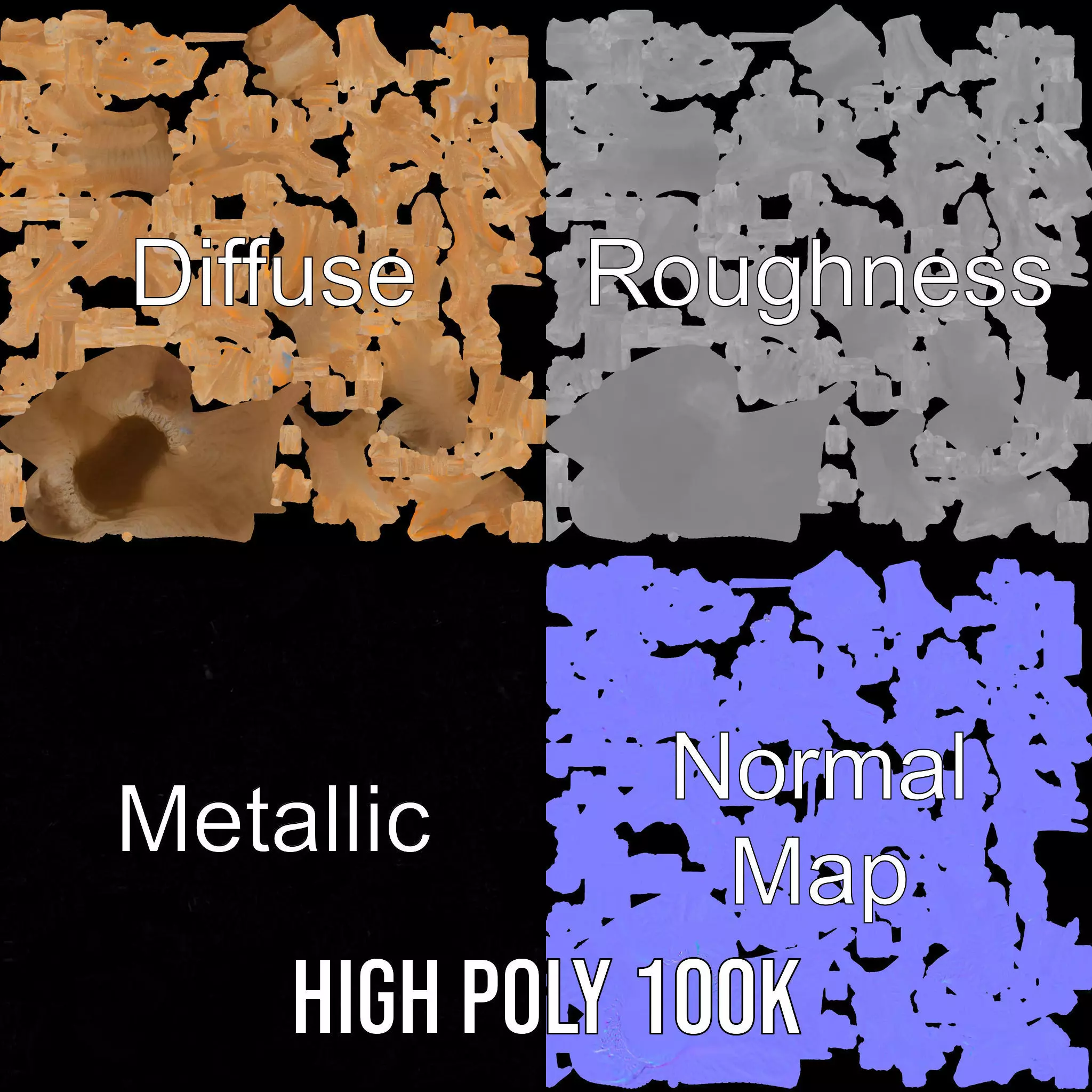 Natural Coral Branch model pack Low-poly 3D model_3