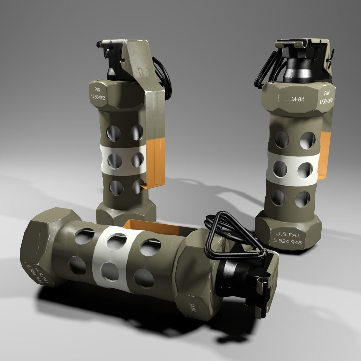 M84 Stun Grenade Low-poly 3D model_2