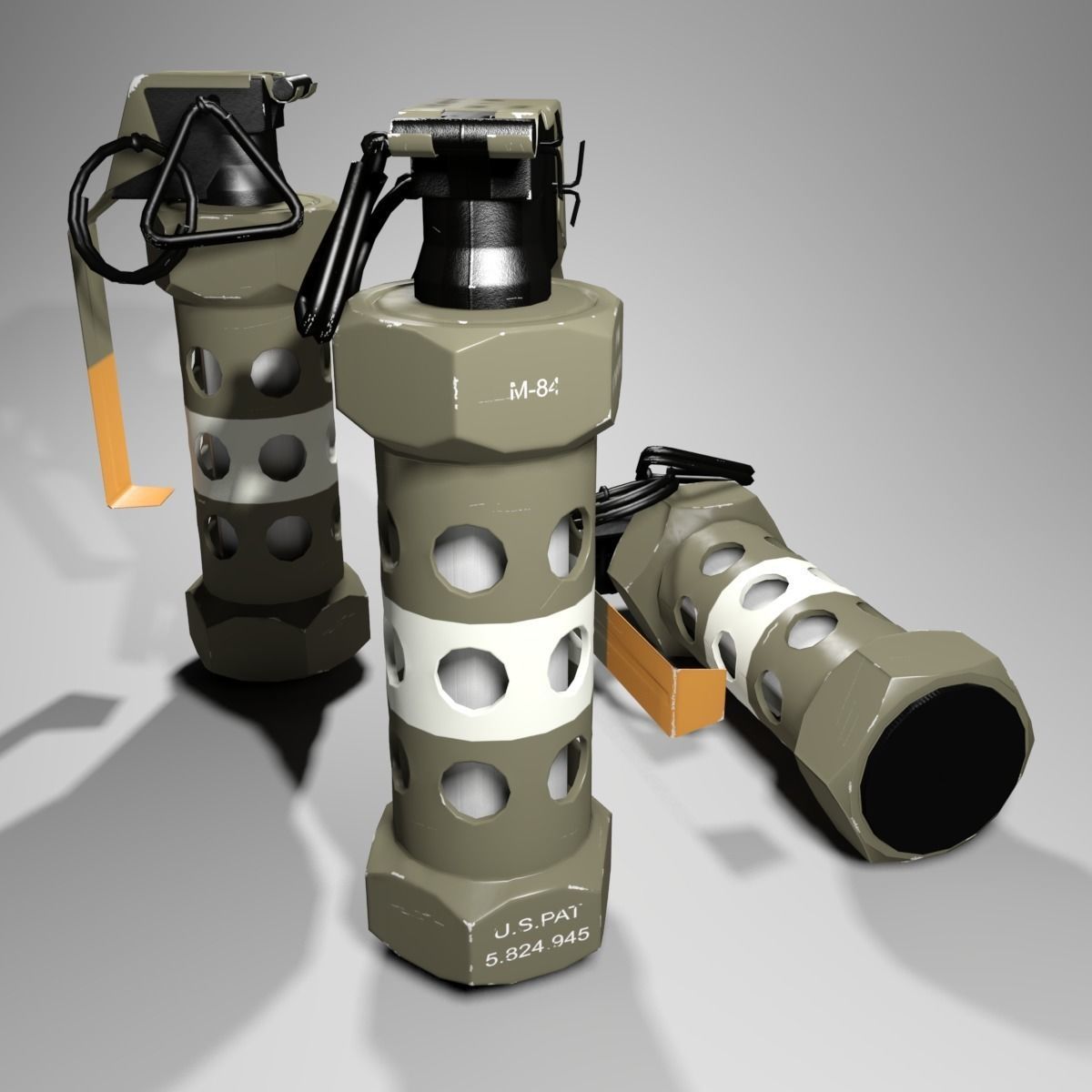 M84 Stun Grenade Low-poly 3D model_1
