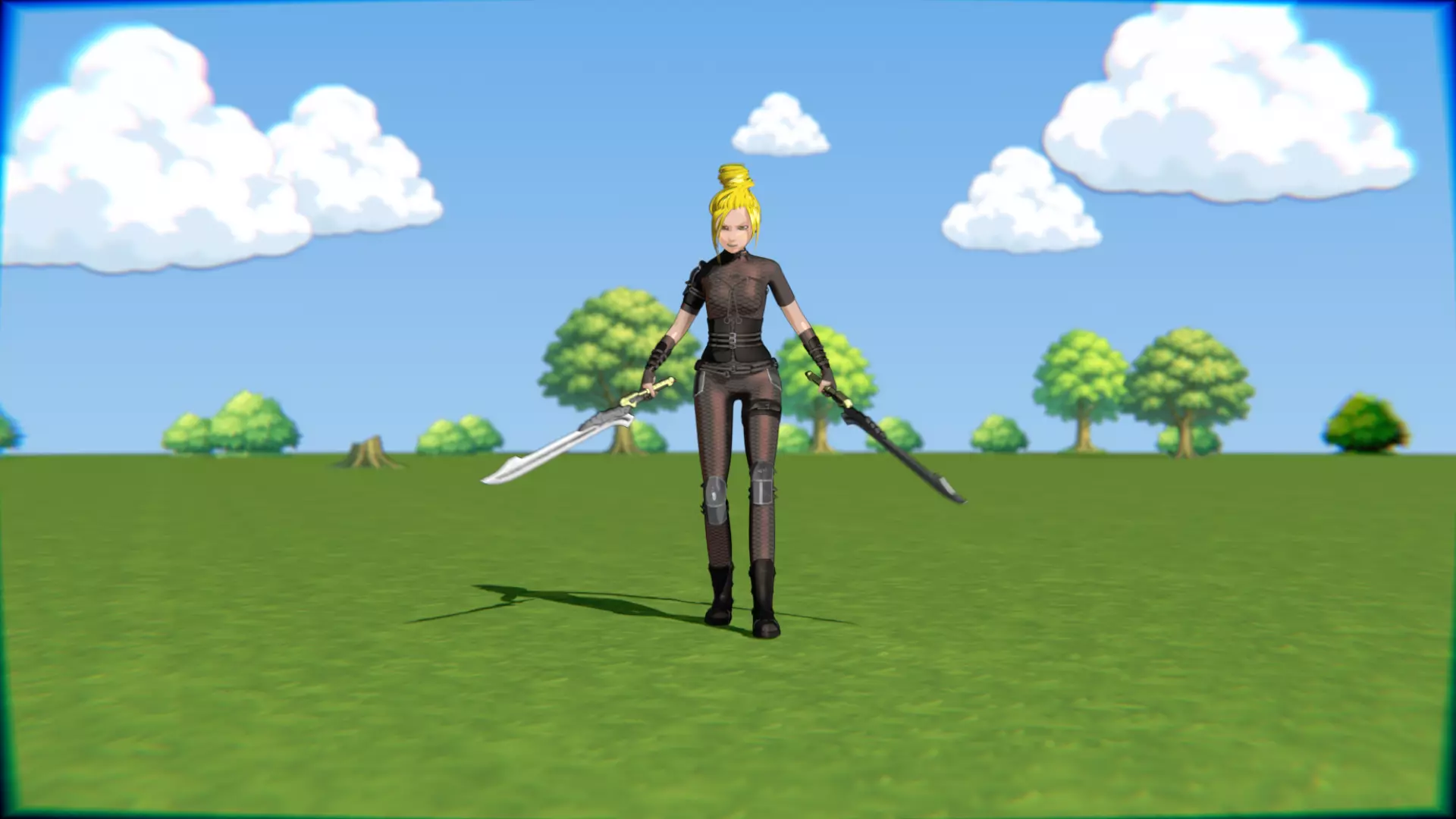 Cyberpunk Warrior Dual Blades animation Low-poly 3D model_41