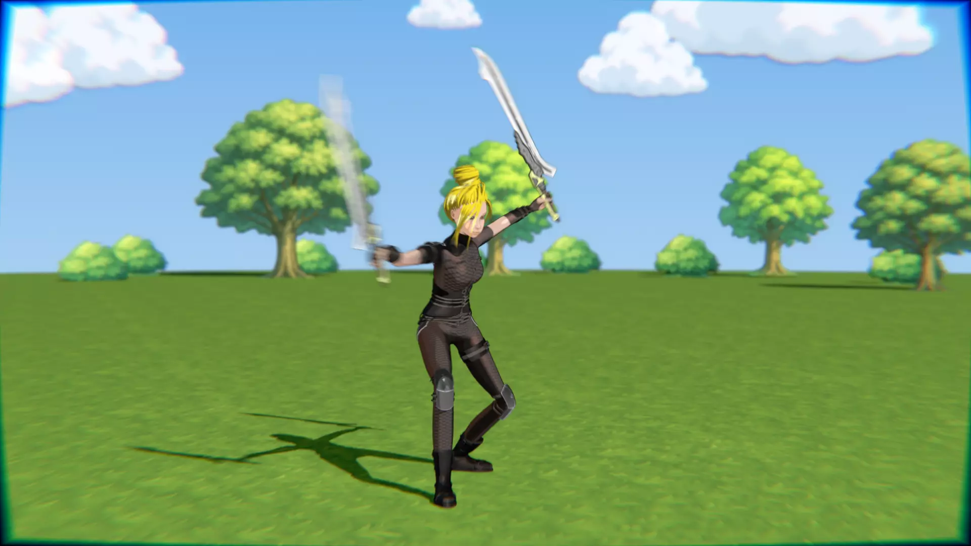 Cyberpunk Warrior Dual Blades animation Low-poly 3D model_22