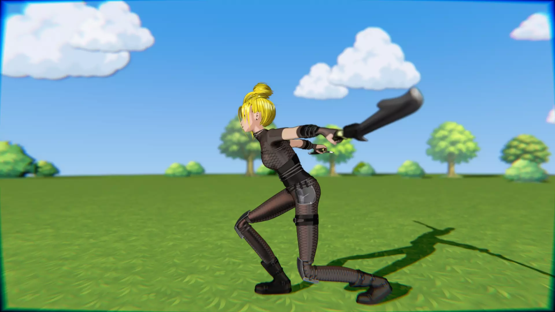 Cyberpunk Warrior Dual Blades animation Low-poly 3D model_42