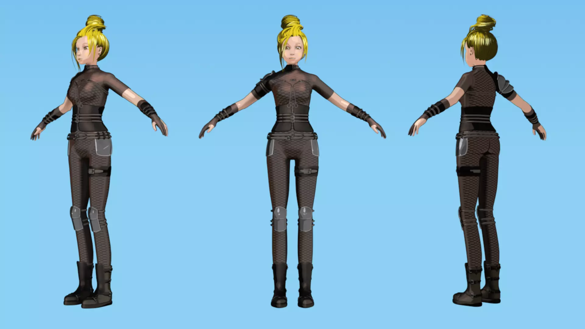 Cyberpunk Warrior Dual Blades animation Low-poly 3D model_5