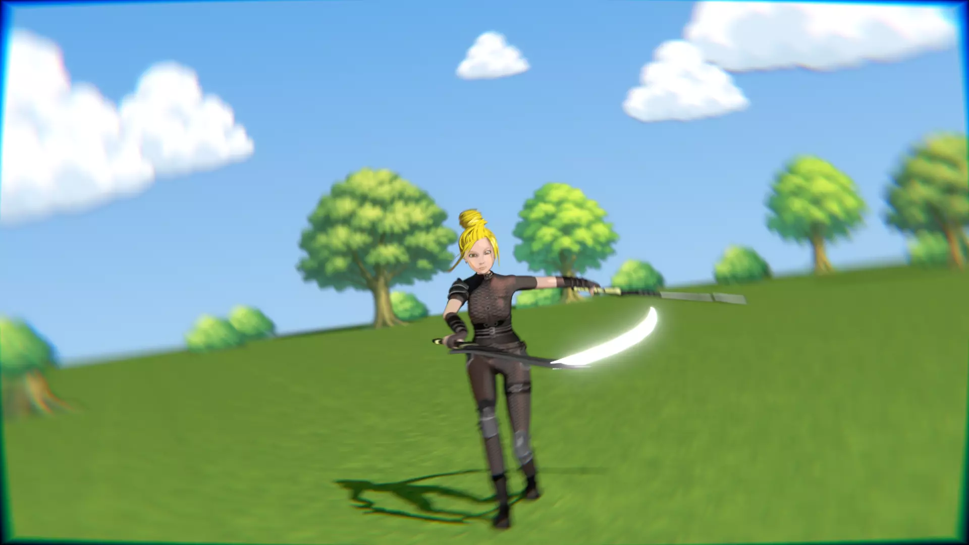 Cyberpunk Warrior Dual Blades animation Low-poly 3D model_15