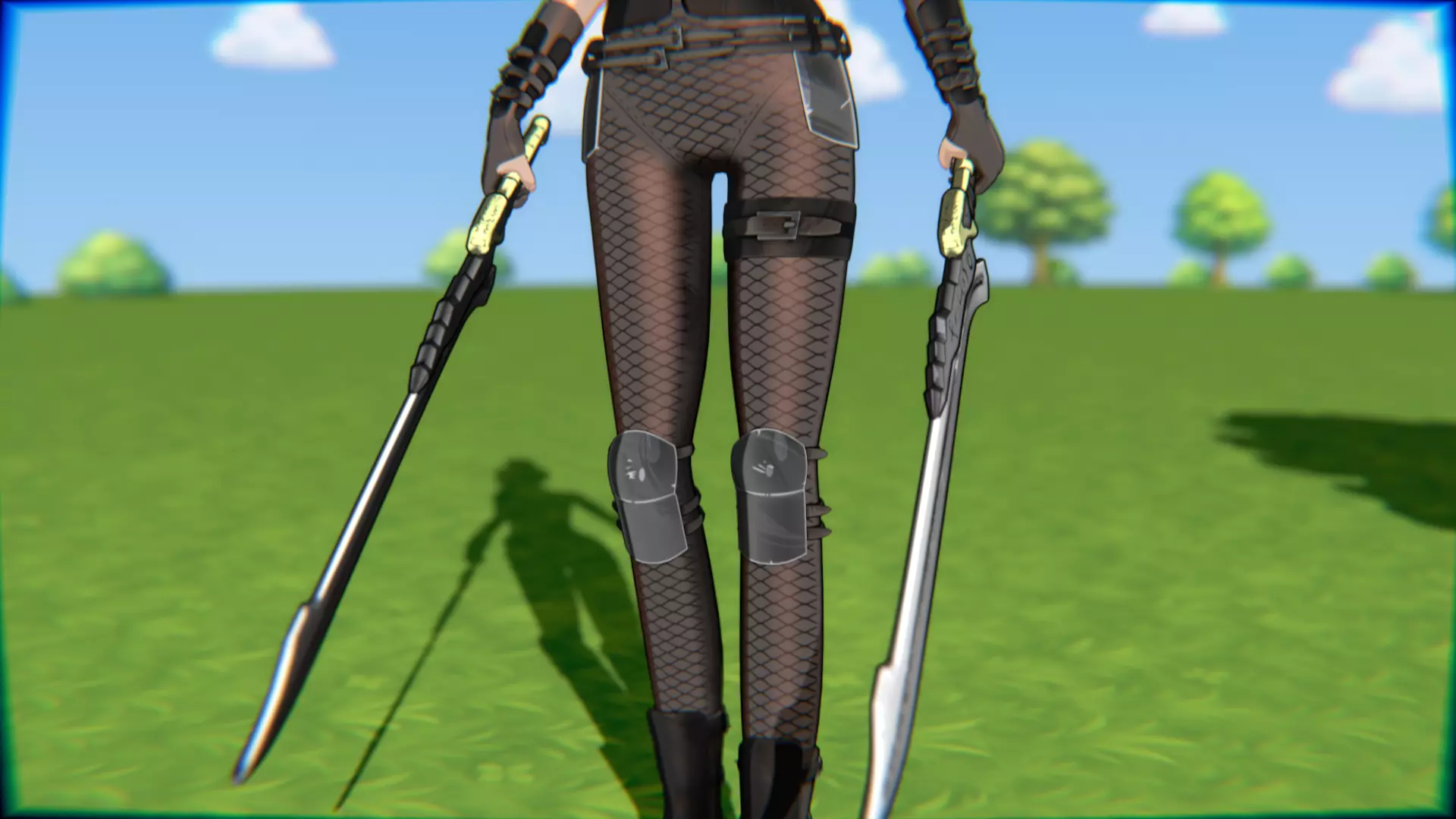 Cyberpunk Warrior Dual Blades animation Low-poly 3D model_12