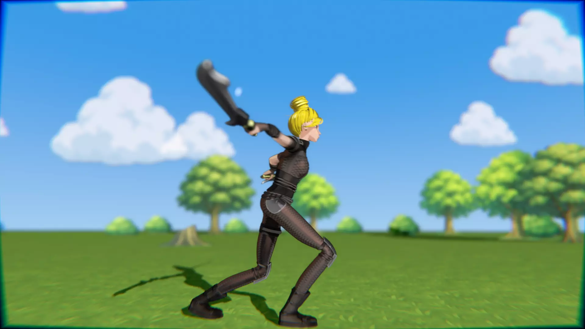 Cyberpunk Warrior Dual Blades animation Low-poly 3D model_25