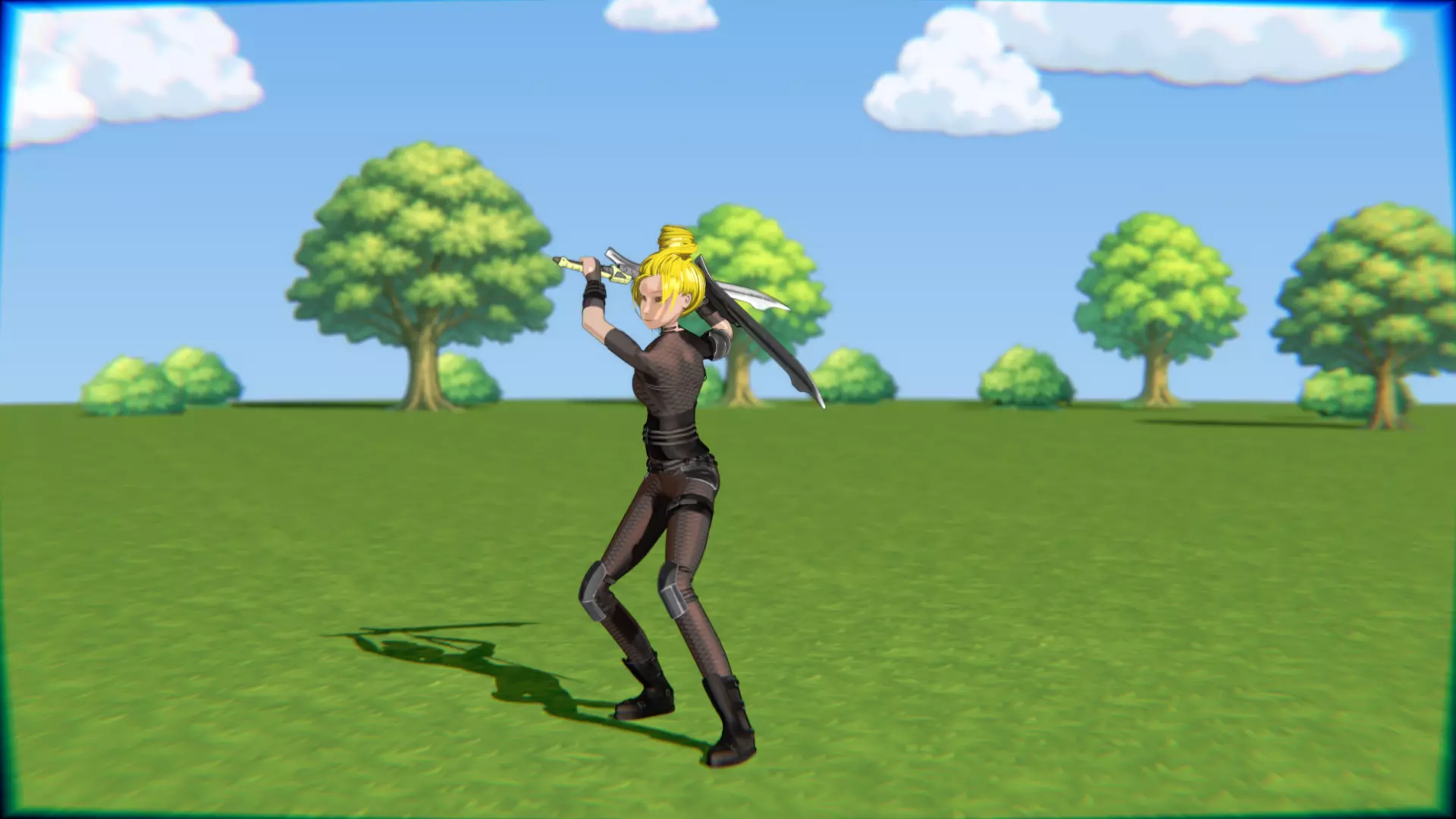 Cyberpunk Warrior Dual Blades animation Low-poly 3D model_23