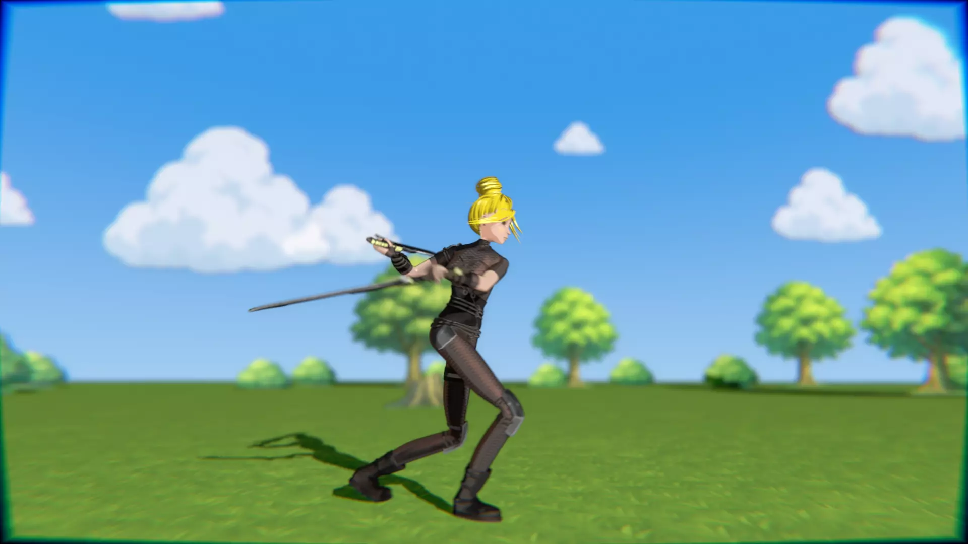 Cyberpunk Warrior Dual Blades animation Low-poly 3D model_29