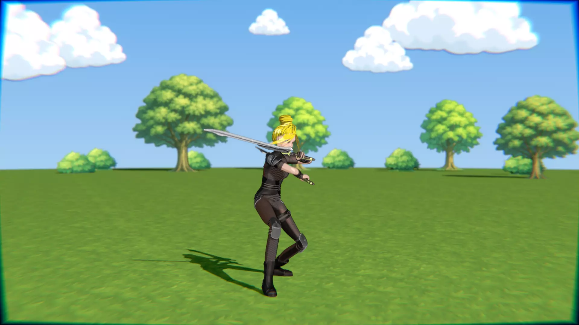 Cyberpunk Warrior Dual Blades animation Low-poly 3D model_21