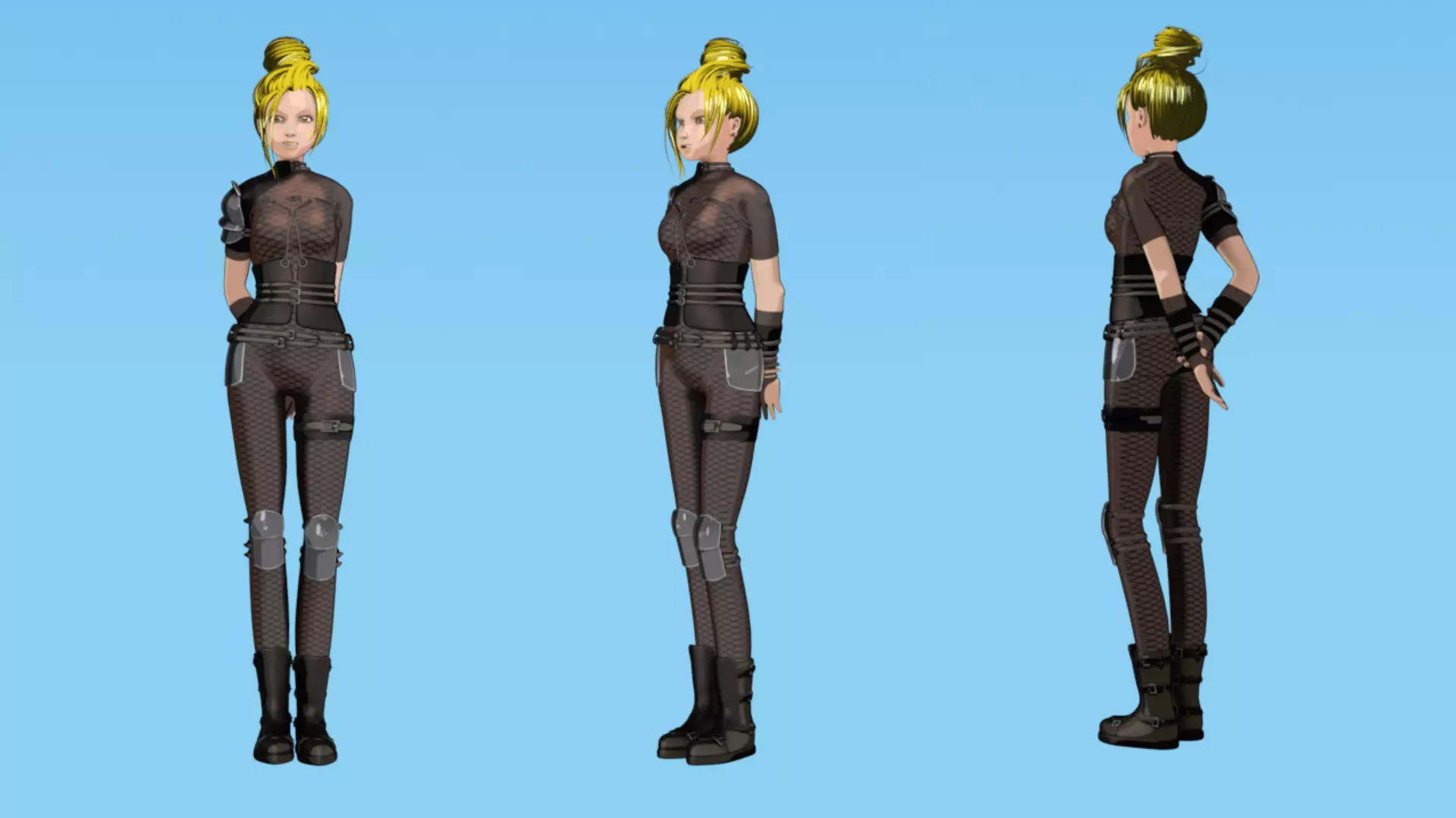 Cyberpunk Warrior Dual Blades animation Low-poly 3D model_4