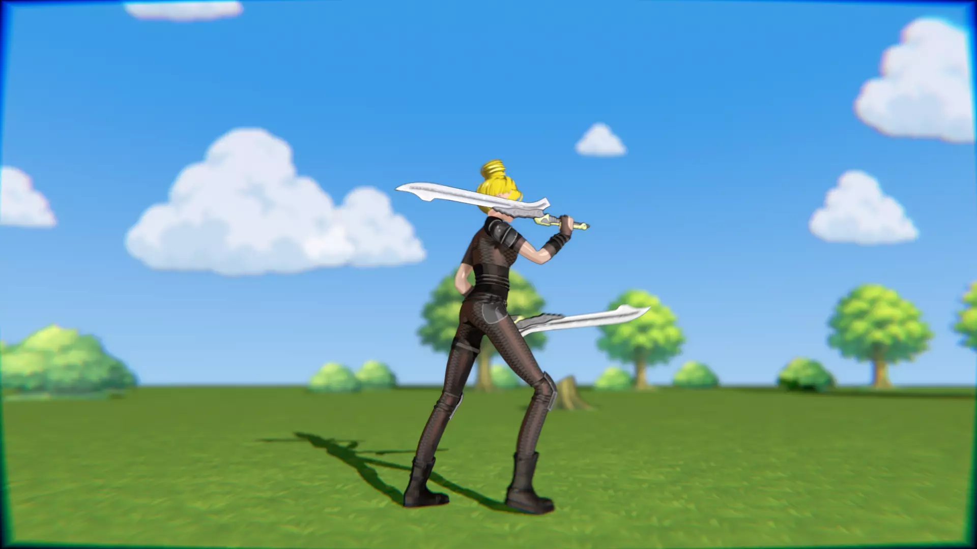 Cyberpunk Warrior Dual Blades animation Low-poly 3D model_24