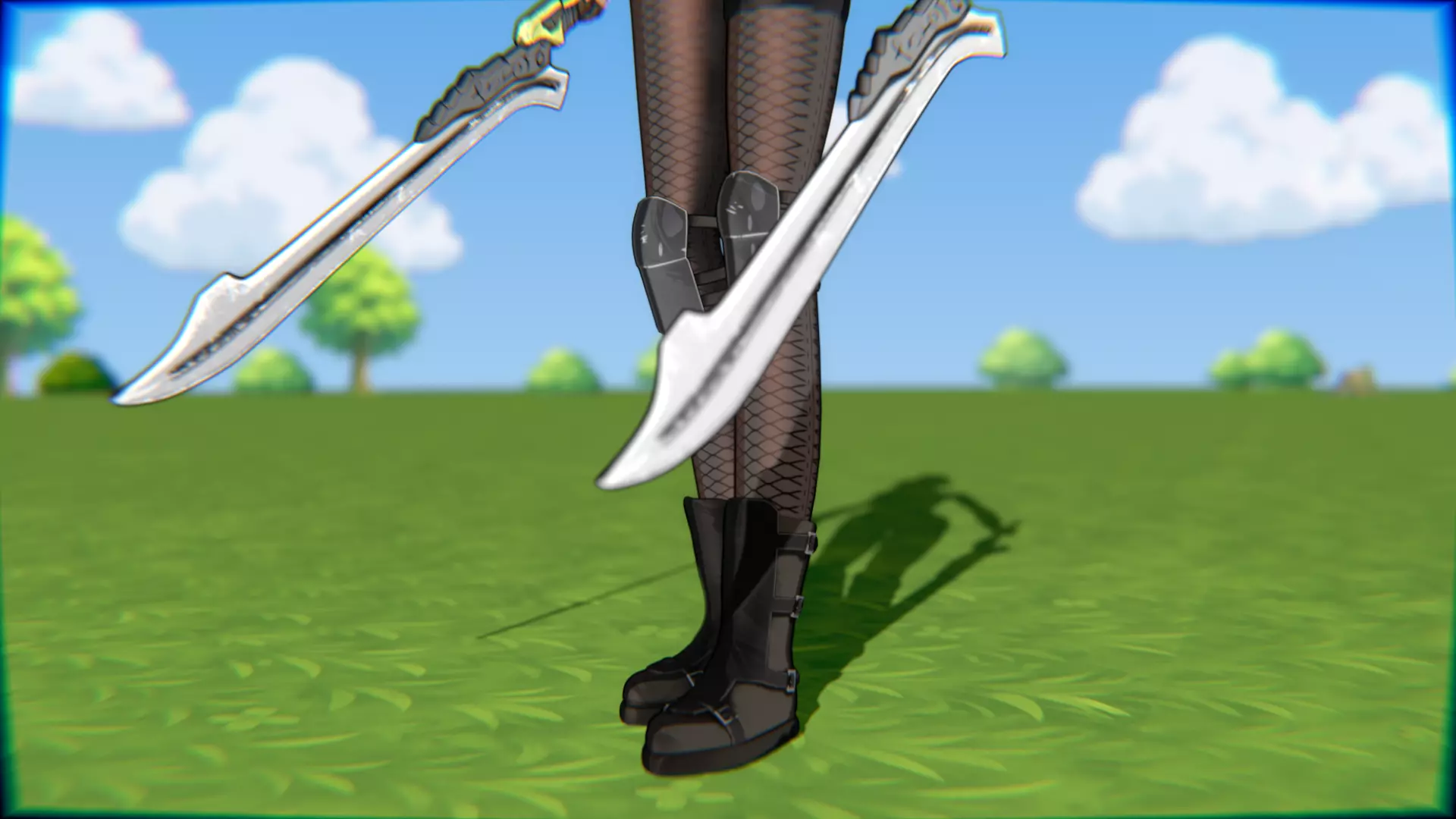 Cyberpunk Warrior Dual Blades animation Low-poly 3D model_11