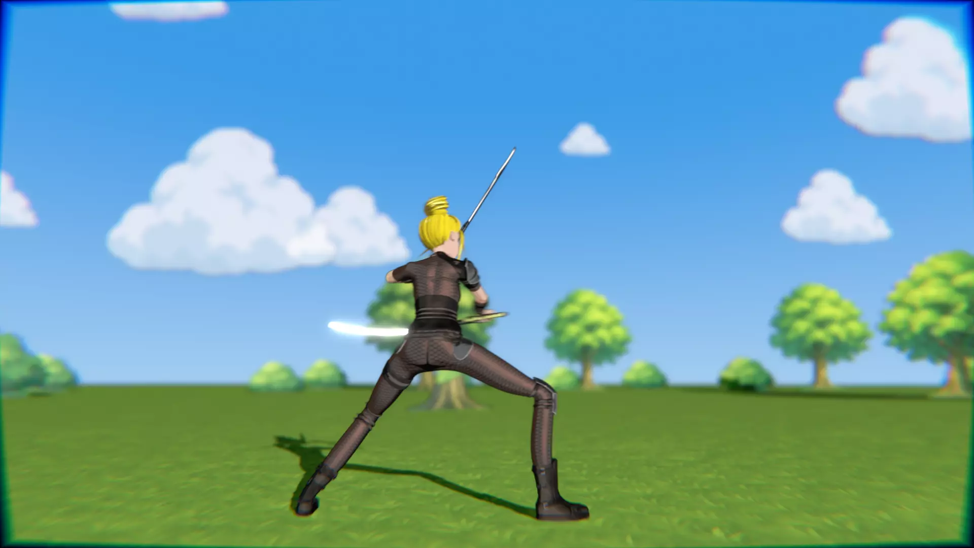 Cyberpunk Warrior Dual Blades animation Low-poly 3D model_28