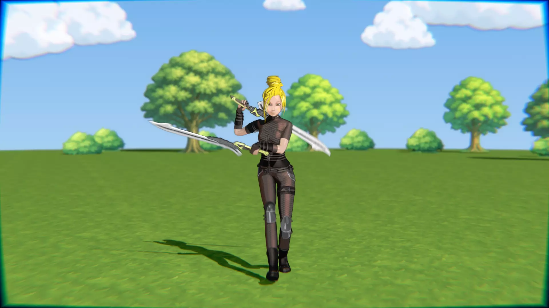 Cyberpunk Warrior Dual Blades animation Low-poly 3D model_19