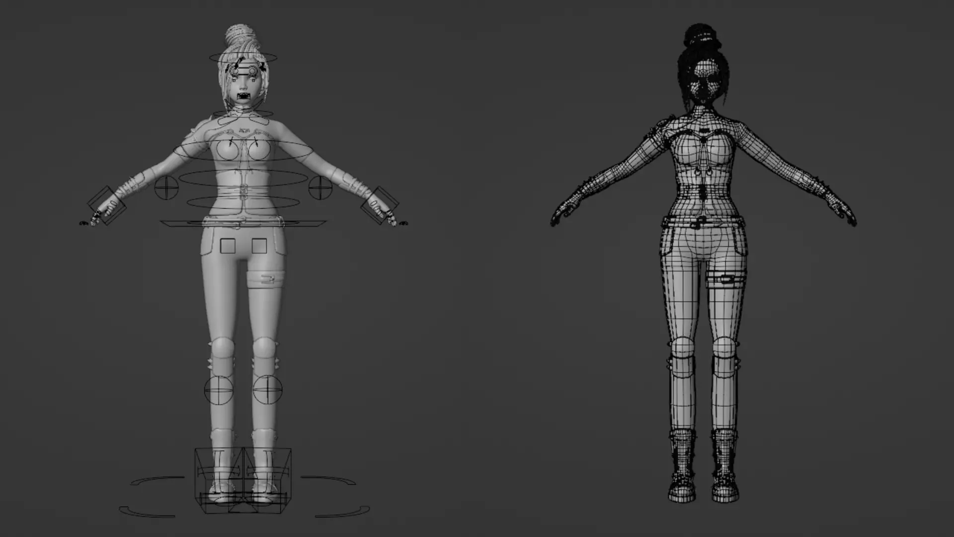 Cyberpunk Warrior Dual Blades animation Low-poly 3D model_3