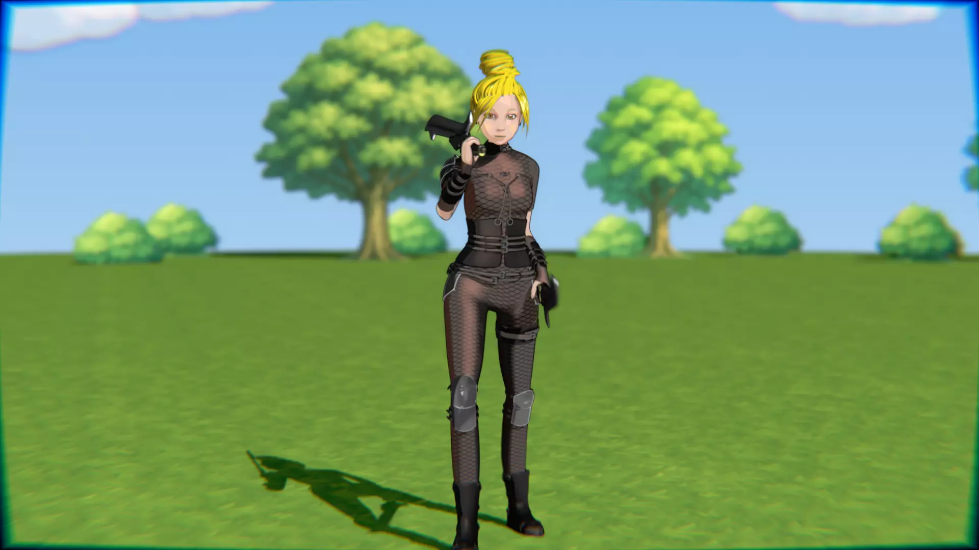 Cyberpunk Warrior Dual Blades animation Low-poly 3D model_14