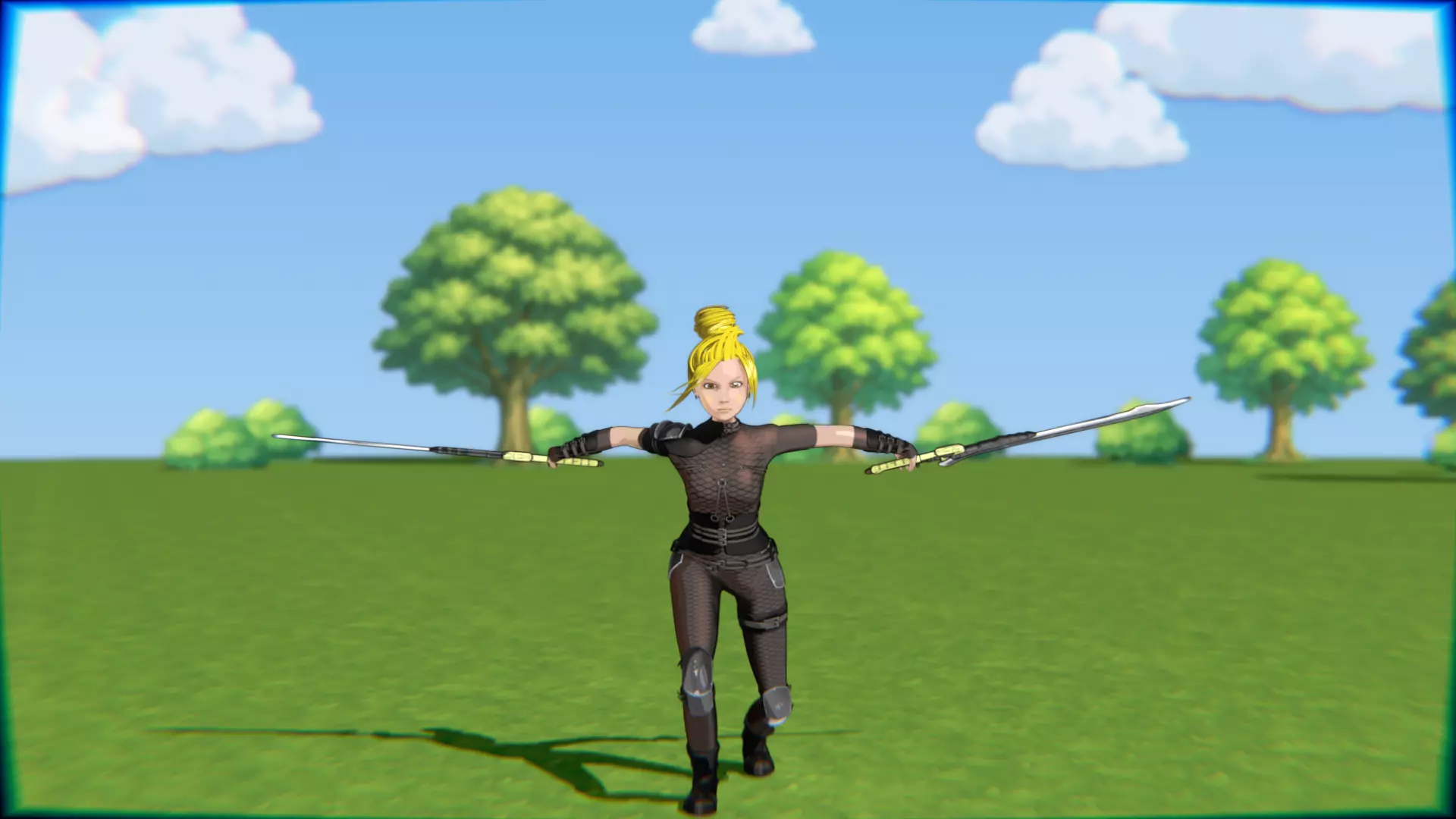 Cyberpunk Warrior Dual Blades animation Low-poly 3D model_16