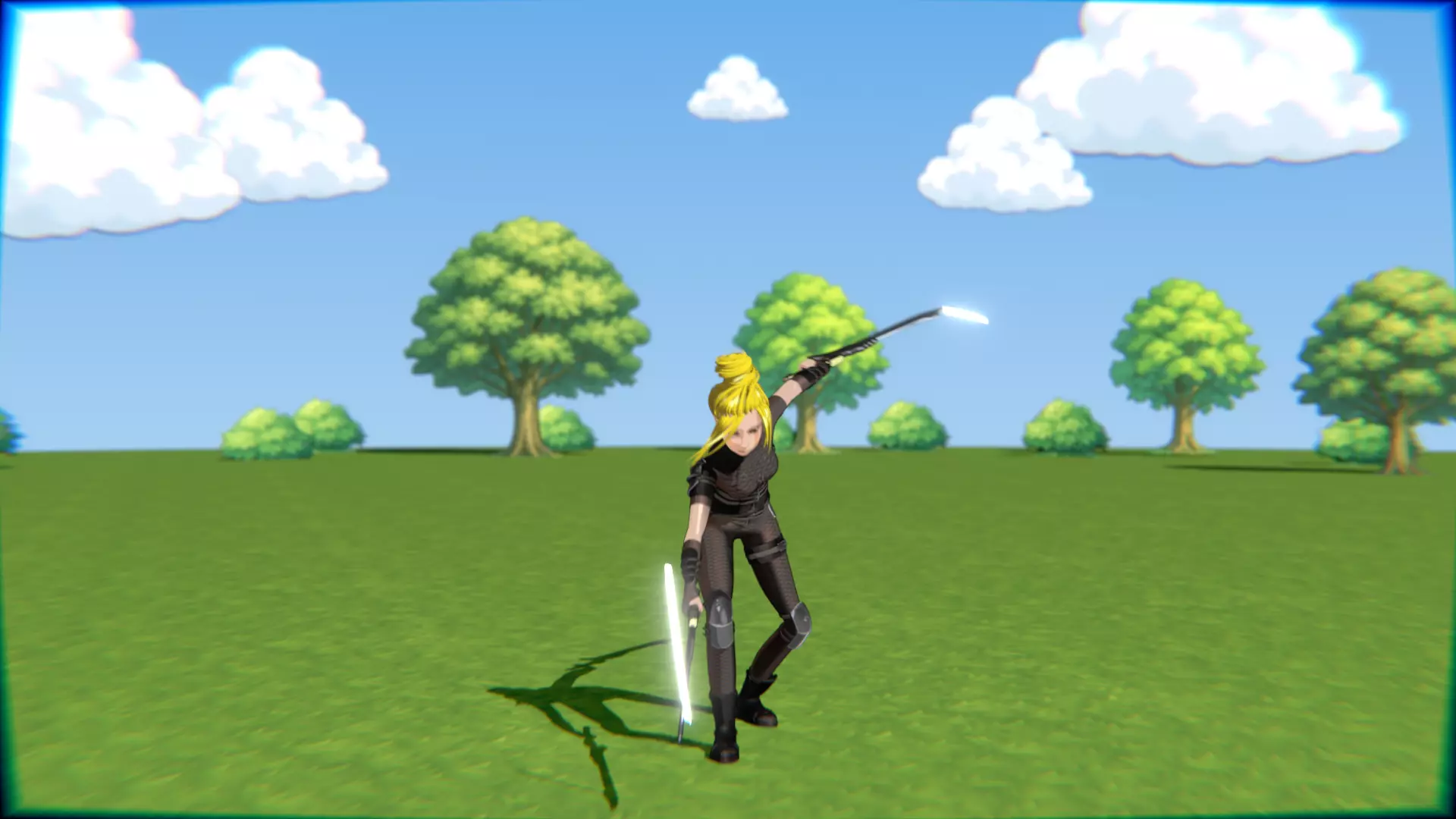 Cyberpunk Warrior Dual Blades animation Low-poly 3D model_20