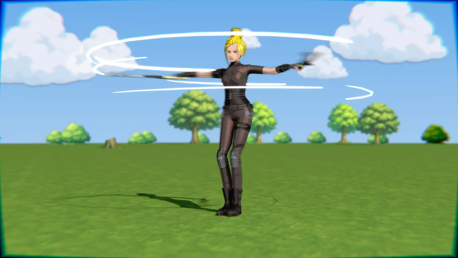 Cyberpunk Warrior Dual Blades animation Low-poly 3D model_40