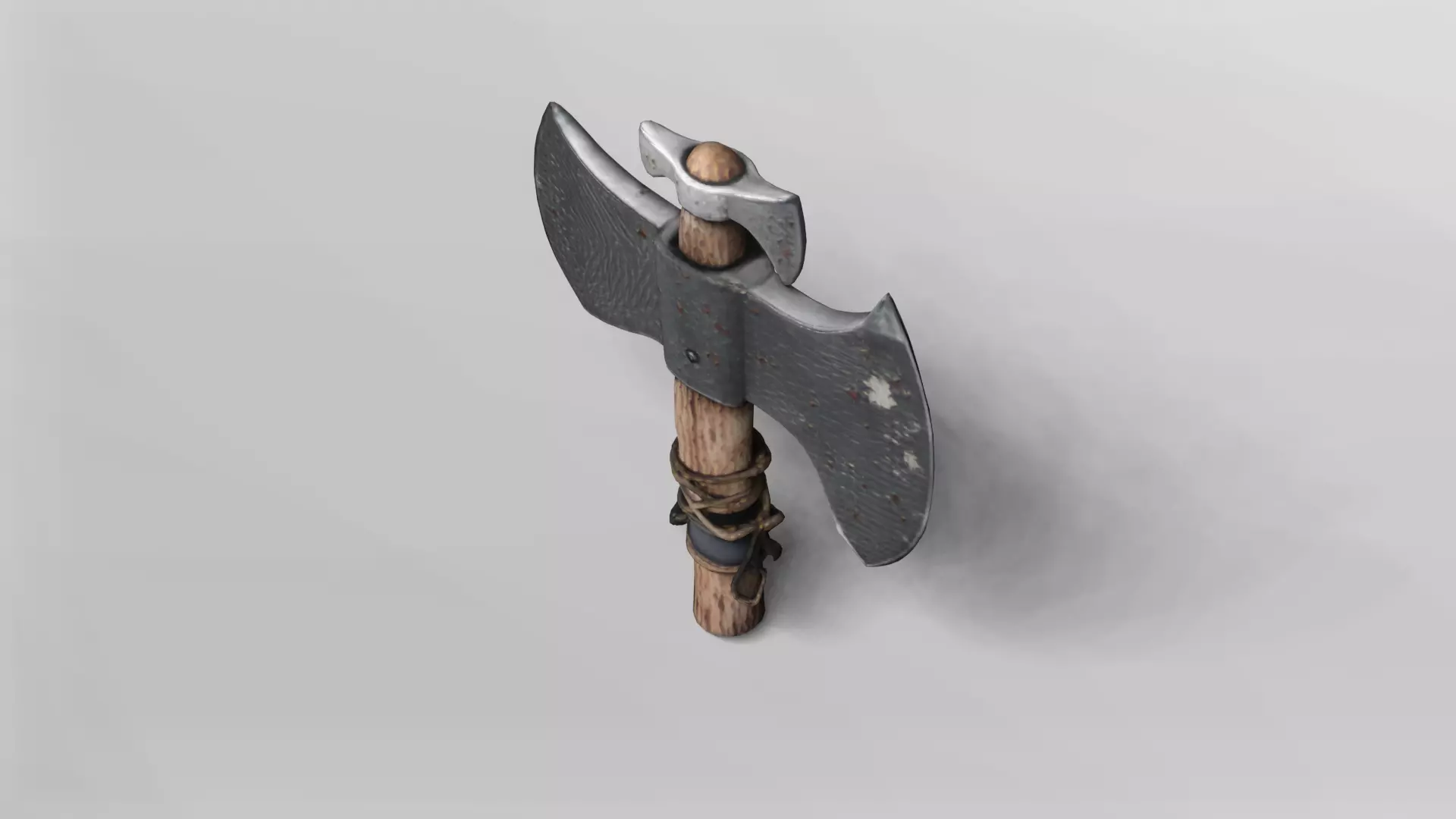 Rustic Double-Headed Battle Axe 3D Model 3D model_4