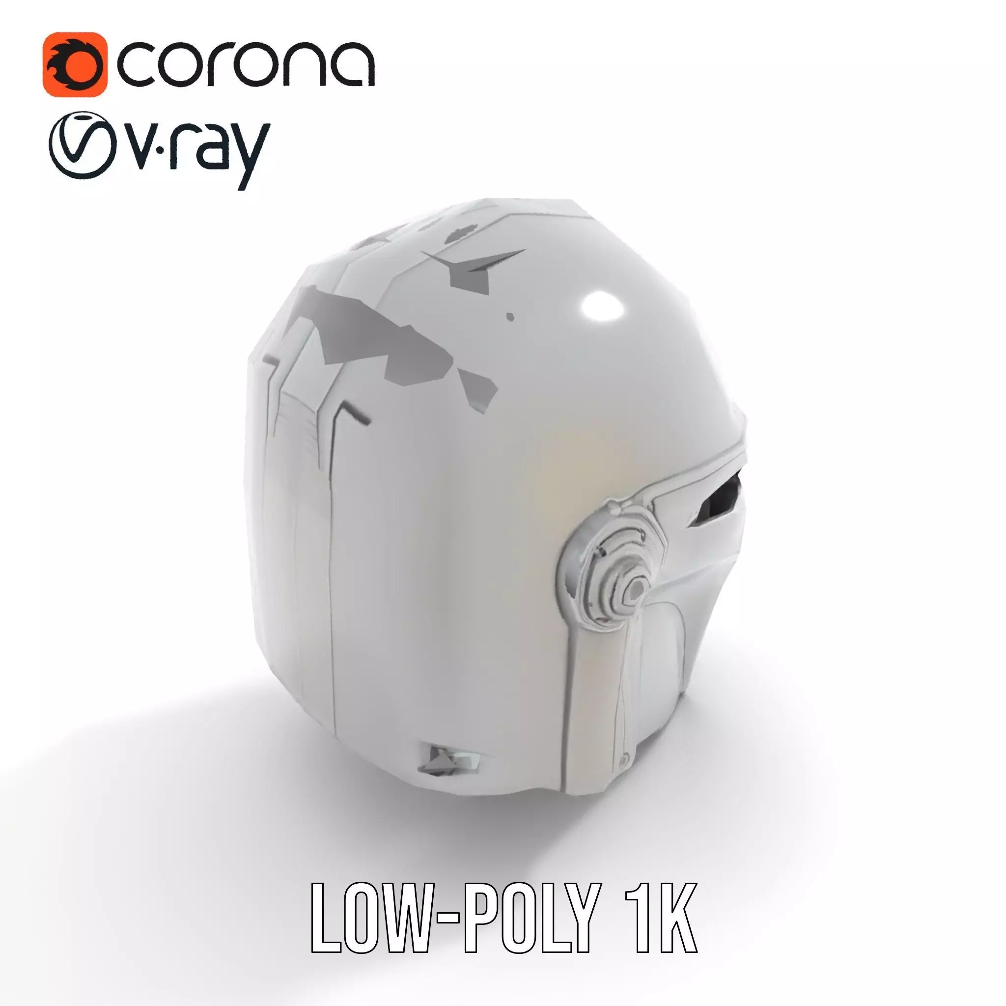 Metallic SciFi Helmet model pack Low-poly 3D model_16