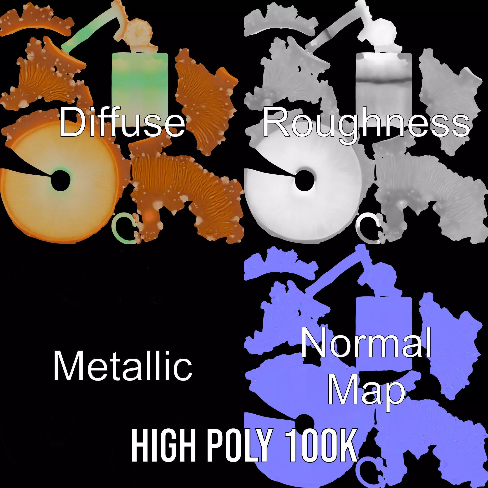 Spiky Mushroom model pack Low-poly 3D model_3