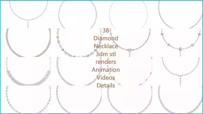 38 Diamond Necklace 3dm stl renders animation videos details