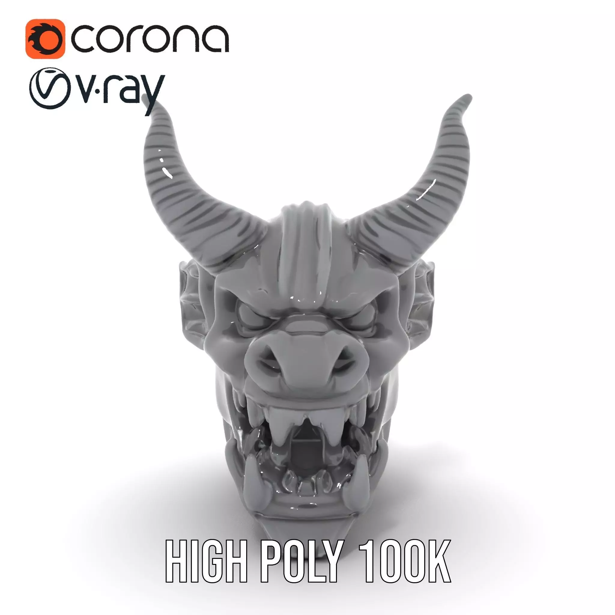 Sinister Demon Head model pack Low-poly 3D model_32