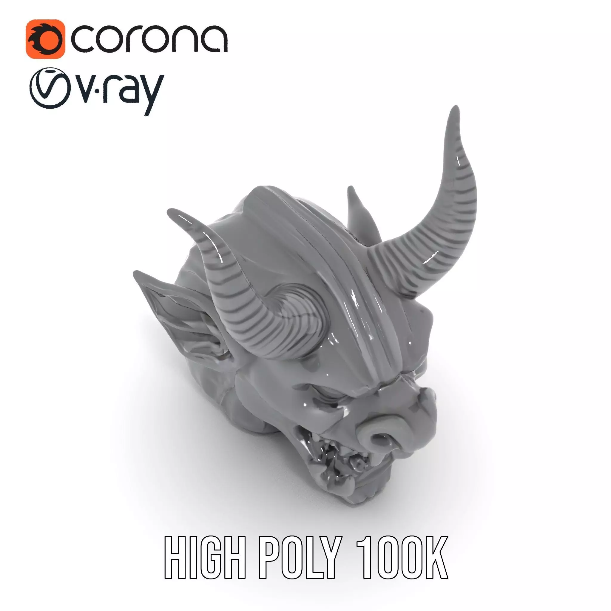 Sinister Demon Head model pack Low-poly 3D model_28