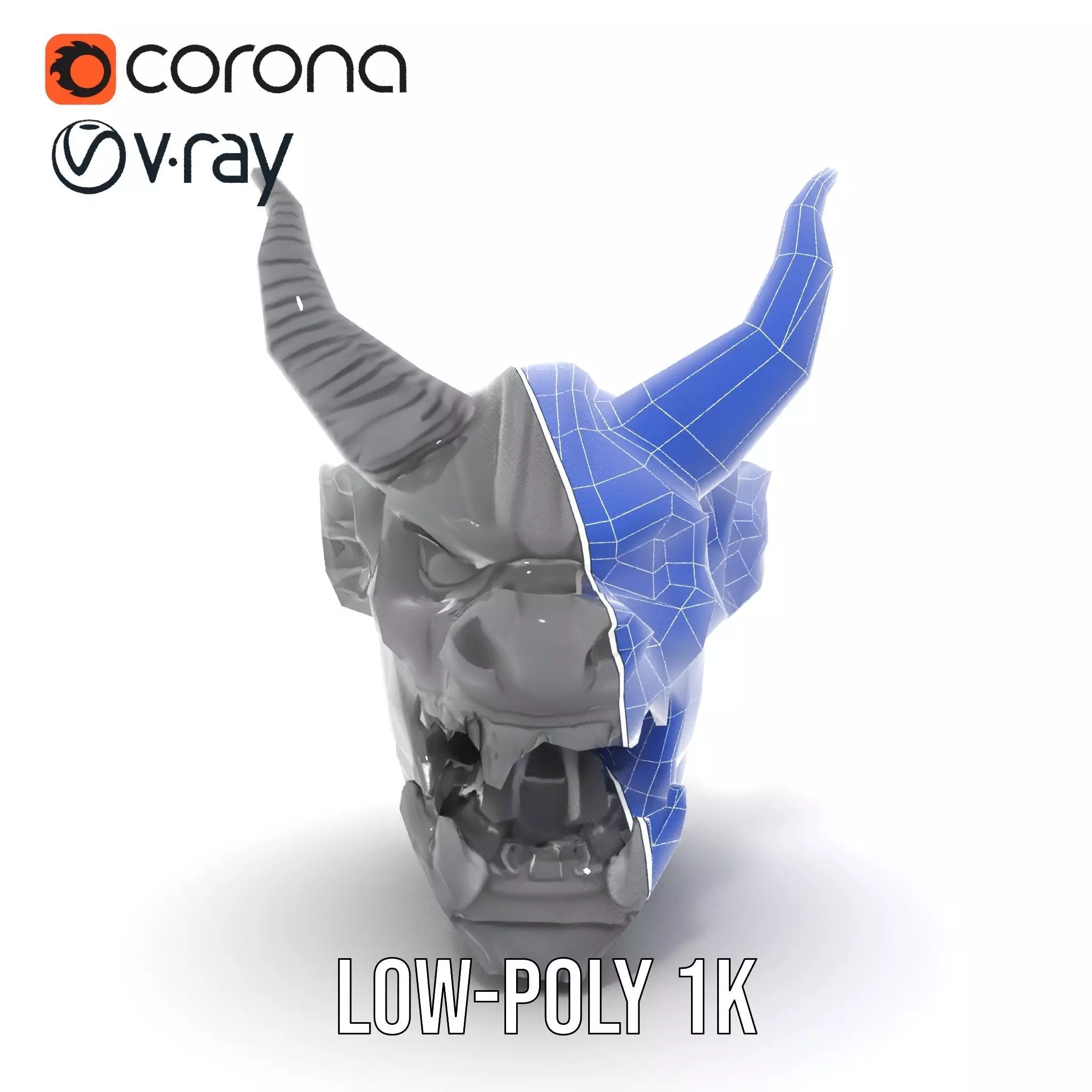 Sinister Demon Head model pack Low-poly 3D model_27