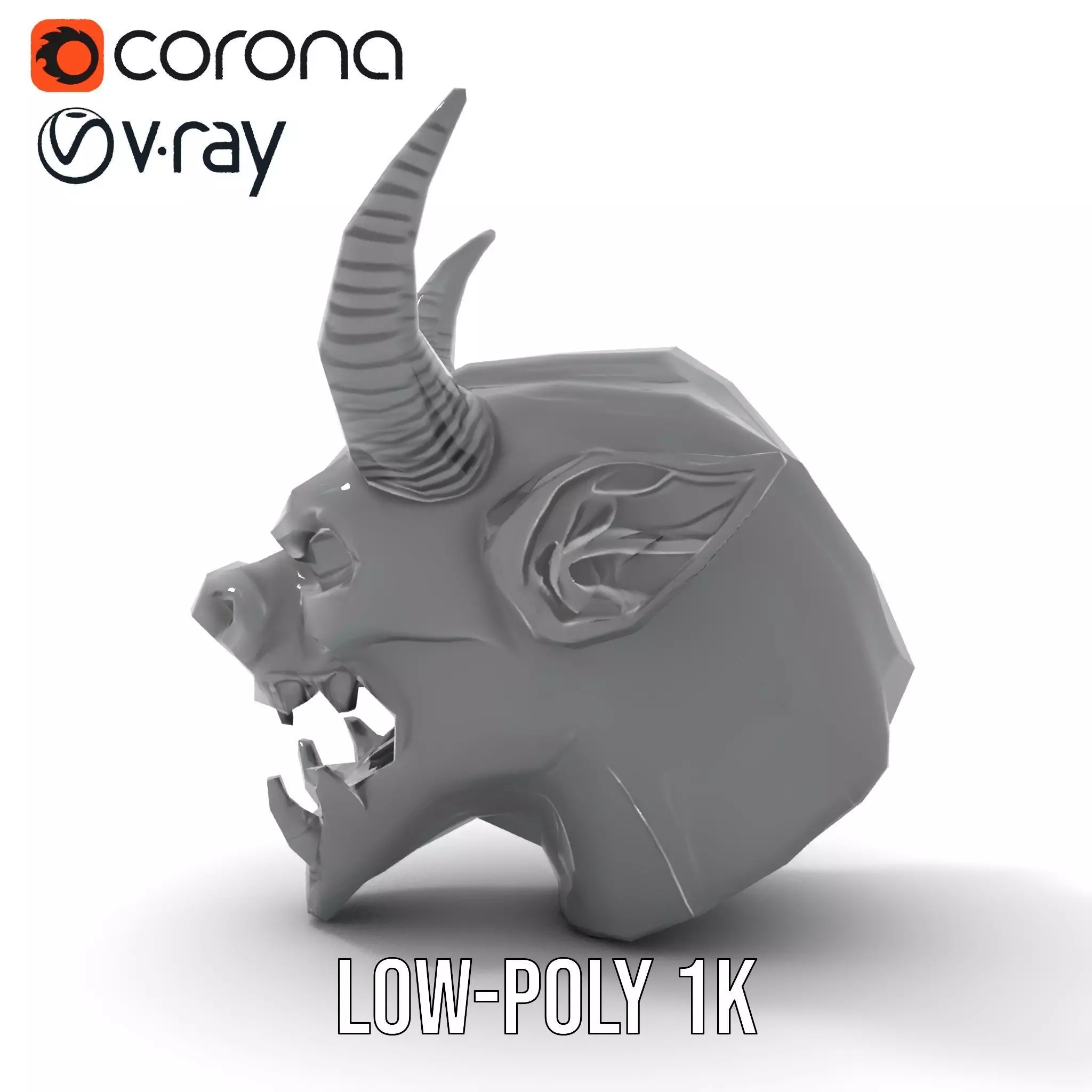 Sinister Demon Head model pack Low-poly 3D model_9